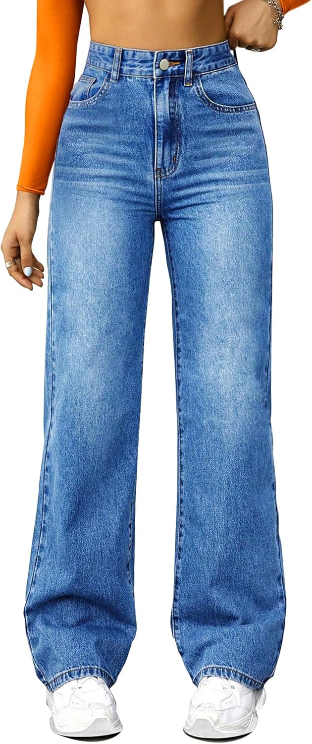 Straight Leg Jeans for Women,High Waisted Wide Leg loose Microelastic Boyfried Denim Pants Straight Leg Jeans for Women,High Waisted Wide Leg loose Microelastic Boyfried Denim Pants