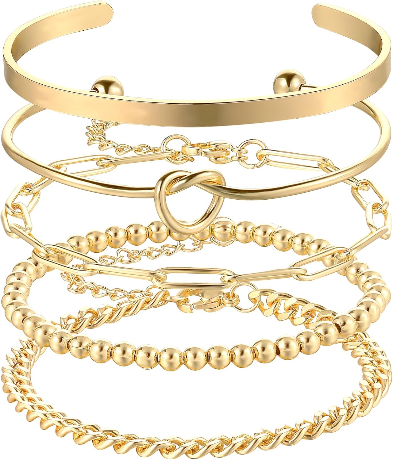 5 Pcs Gold Bracelets for Women Gold Jewelry Chunky Hand Chain Bracelet Stack Stackable Dainty Gold Beaded Bracelets Set Fashion Accessories for Mother Wife 5 Pcs Gold Bracelets for Women Gold Jewelry Chunky Hand Chain Bracelet Stack Stackable Dainty Gold Beaded Bracelets Set Fashion Accessories for Mother Wife