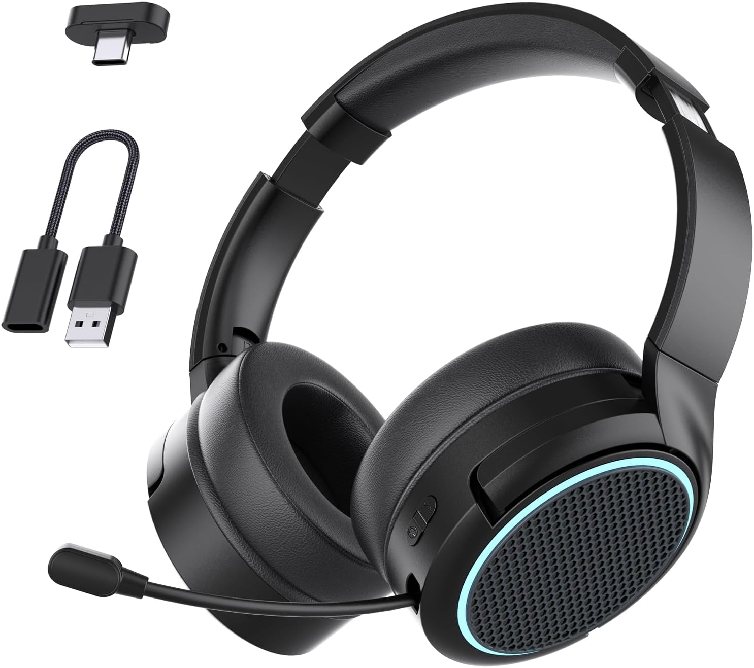 Wireless Gaming Headset,2.4Ghz Wireless Gaming Headphones with Mic,Low Latency,Bluetooth Gaming Headset for PC,3.5mm Wired Gaming Headset-Black Wireless Gaming Headset,2.4Ghz Wireless Gaming Headphones with Mic,Low Latency,Bluetooth Gaming Headset for PC,3.5mm Wired Gaming Headset-Black