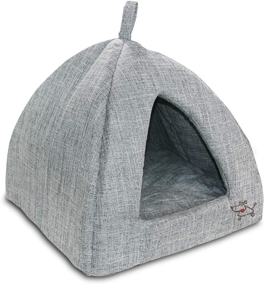 Pet Tent-Soft Bed for Dog and Cat by Best Pet Supplies – Gray Linen, 16″ x 16″ x H:14″ Pet Tent-Soft Bed for Dog and Cat by Best Pet Supplies – Gray Linen, 16″ x 16″ x H:14″