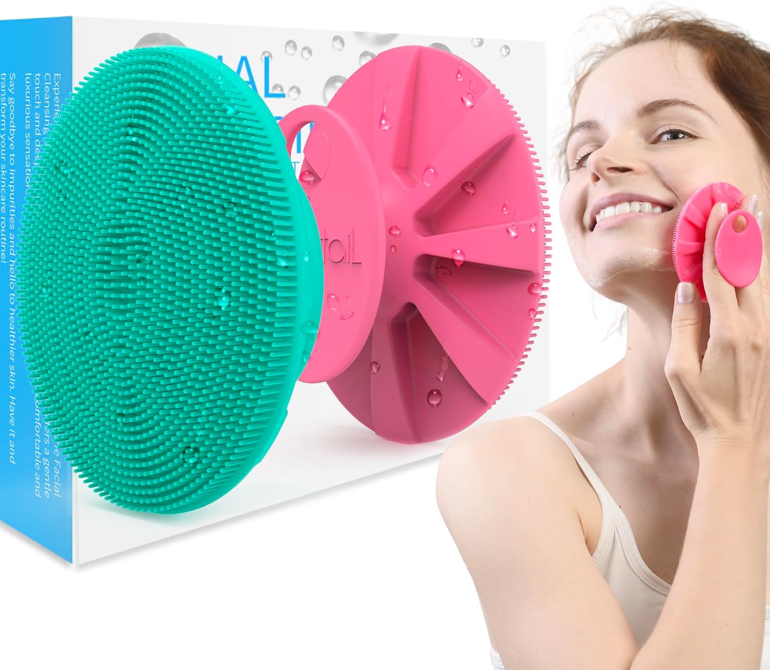 Silicone Face Scrubber 2 Pack, Manual Facial Cleansing Brush, Gentle Face Exfoliator for Sensitive Skin, Skin Care Exfoliating Face Brush for Men and Women, Rose+Green Silicone Face Scrubber 2 Pack, Manual Facial Cleansing Brush, Gentle Face Exfoliator for Sensitive Skin, Skin Care Exfoliating Face Brush for Men and Women, Rose+Green