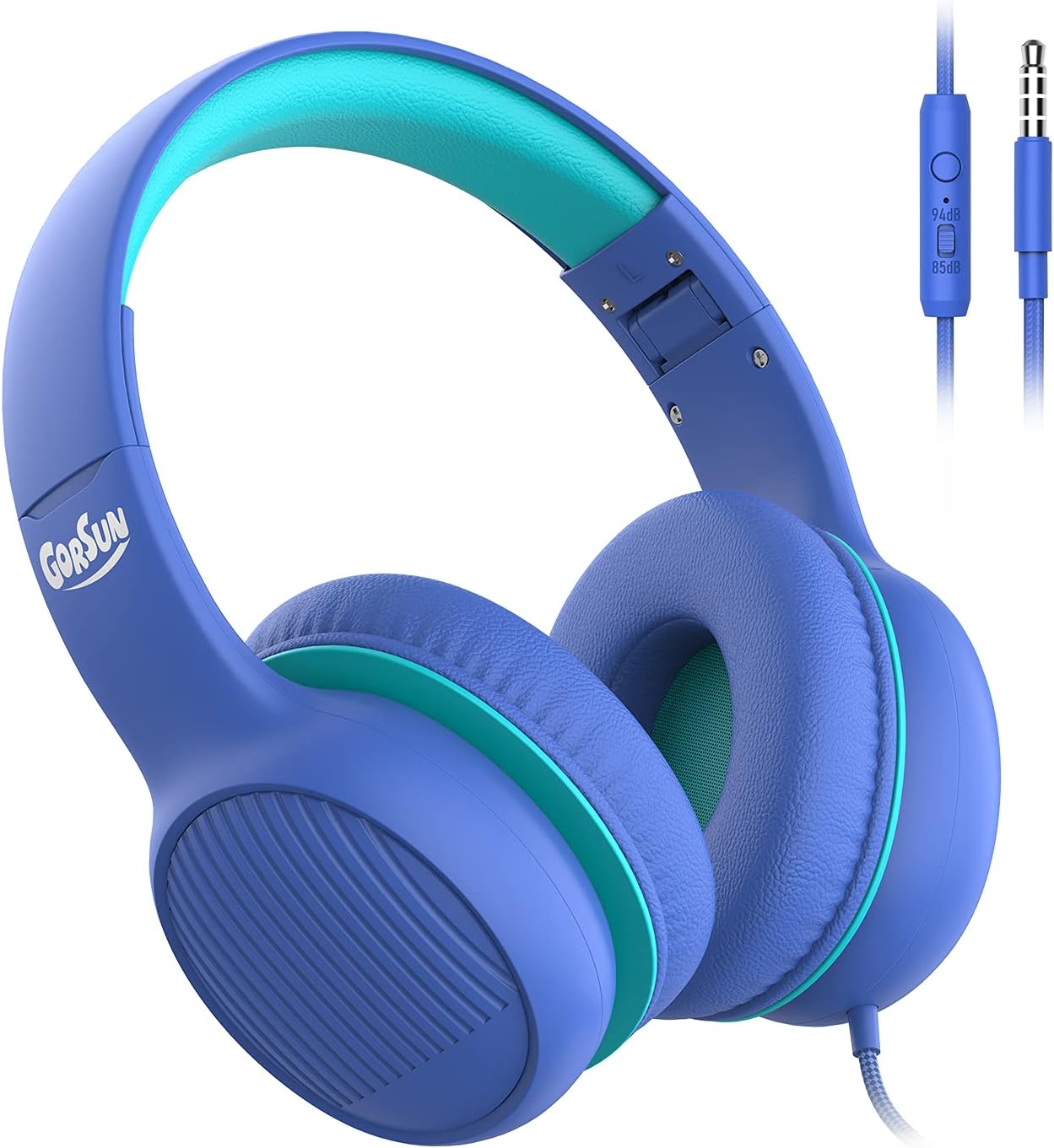 gorsun Premium A66 Kids Headphones with 85dB/94dB Volume Limited, in-line HD Mic, Audio Sharing, Foldable Toddler Headphones, Adjustable, Children Headphones Over-Ear for School Travel, Blue gorsun Premium A66 Kids Headphones with 85dB/94dB Volume Limited, in-line HD Mic, Audio Sharing, Foldable Toddler Headphones, Adjustable, Children Headphones Over-Ear for School Travel, Blue