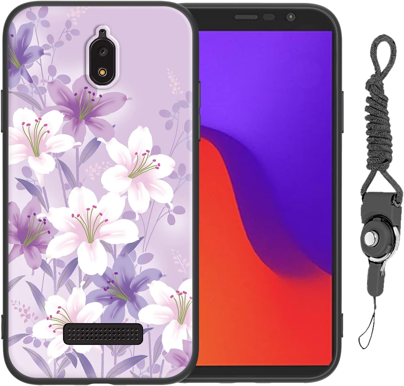 Phone Case for Blu View 2 with Lanyard Strap Girls Women Cute Slim Shockproof Protective Cover Case for Blu View 2/B130DL/B131DL – Purple Flower Phone Case for Blu View 2 with Lanyard Strap Girls Women Cute Slim Shockproof Protective Cover Case for Blu View 2/B130DL/B131DL – Purple Flower