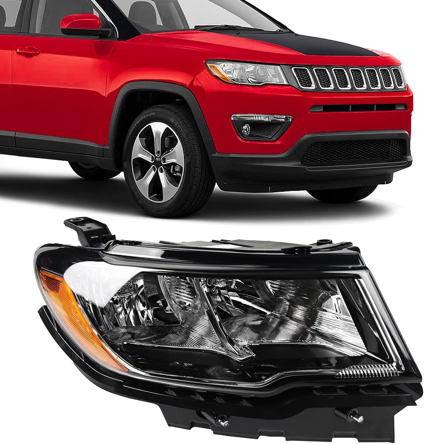 for Jeep Compass Headlight Assembly Replacement 2017 2018 2019 2020 2021 Halogen Headlamps Right Passenger Side 55112706AE CH2503295 DOT Certification RH for Jeep Compass Headlight Assembly Replacement 2017 2018 2019 2020 2021 Halogen Headlamps Right Passenger Side 55112706AE CH2503295 DOT Certification RH