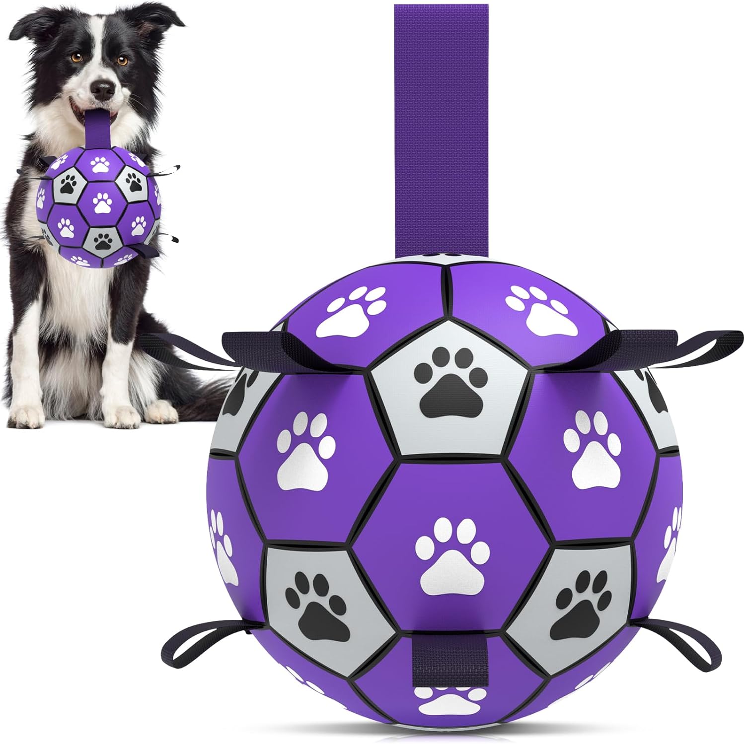 Dog Toys Soccer Ball with Straps – Dog Water Toy, Puppy Birthday Gifts, Durable Dog Balls for Small Medium Dogs Purple(6 Inch) Dog Toys Soccer Ball with Straps – Dog Water Toy, Puppy Birthday Gifts, Durable Dog Balls for Small Medium Dogs Purple(6 Inch)
