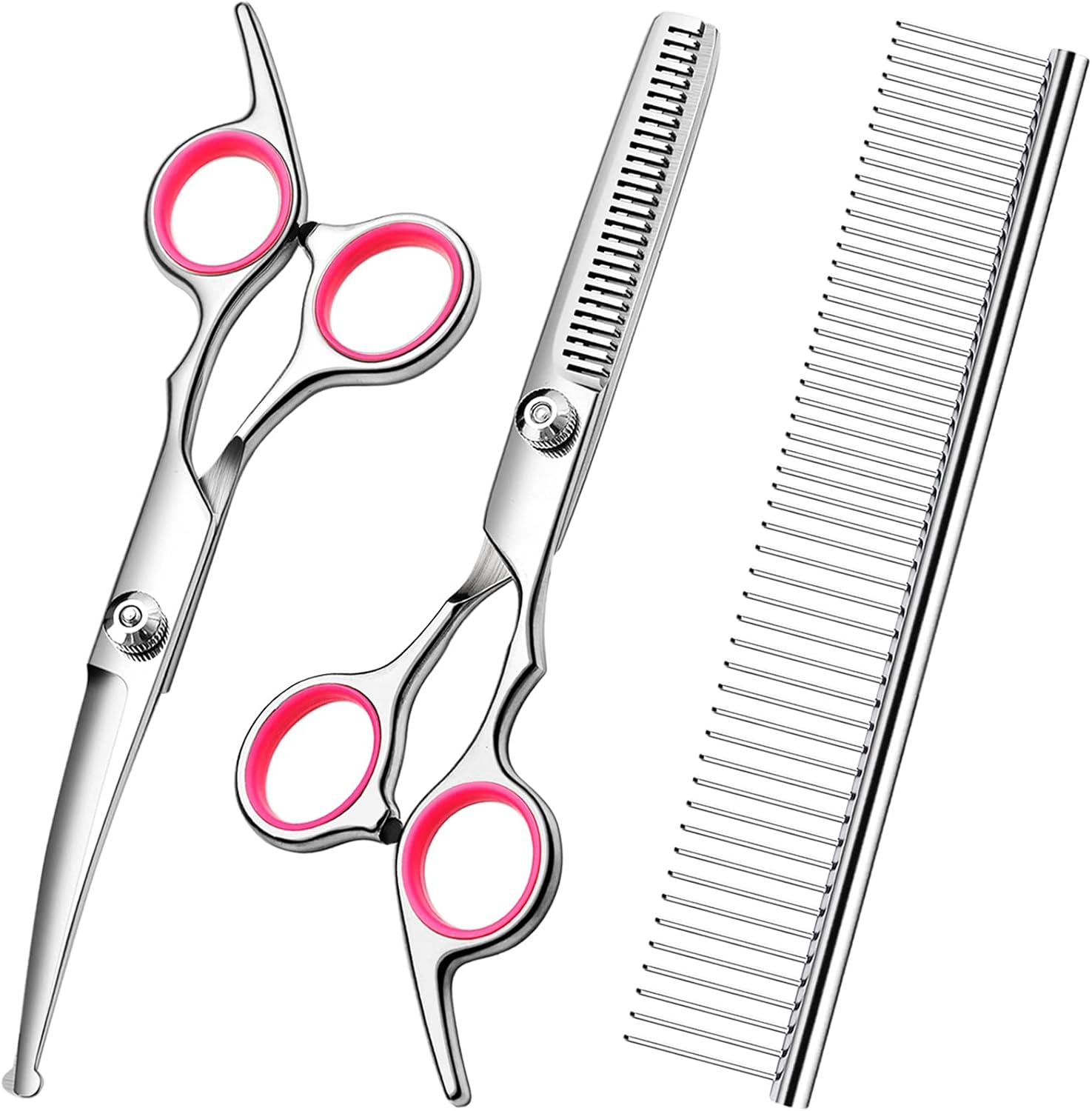Dog Grooming Scissors with Safety Round Tips Stainless Steel Professional Dog Grooming Kit – Thinning, Curved Scissors and Comb for Dog Cat Pet Dog Grooming Scissors with Safety Round Tips Stainless Steel Professional Dog Grooming Kit – Thinning, Curved Scissors and Comb for Dog Cat Pet