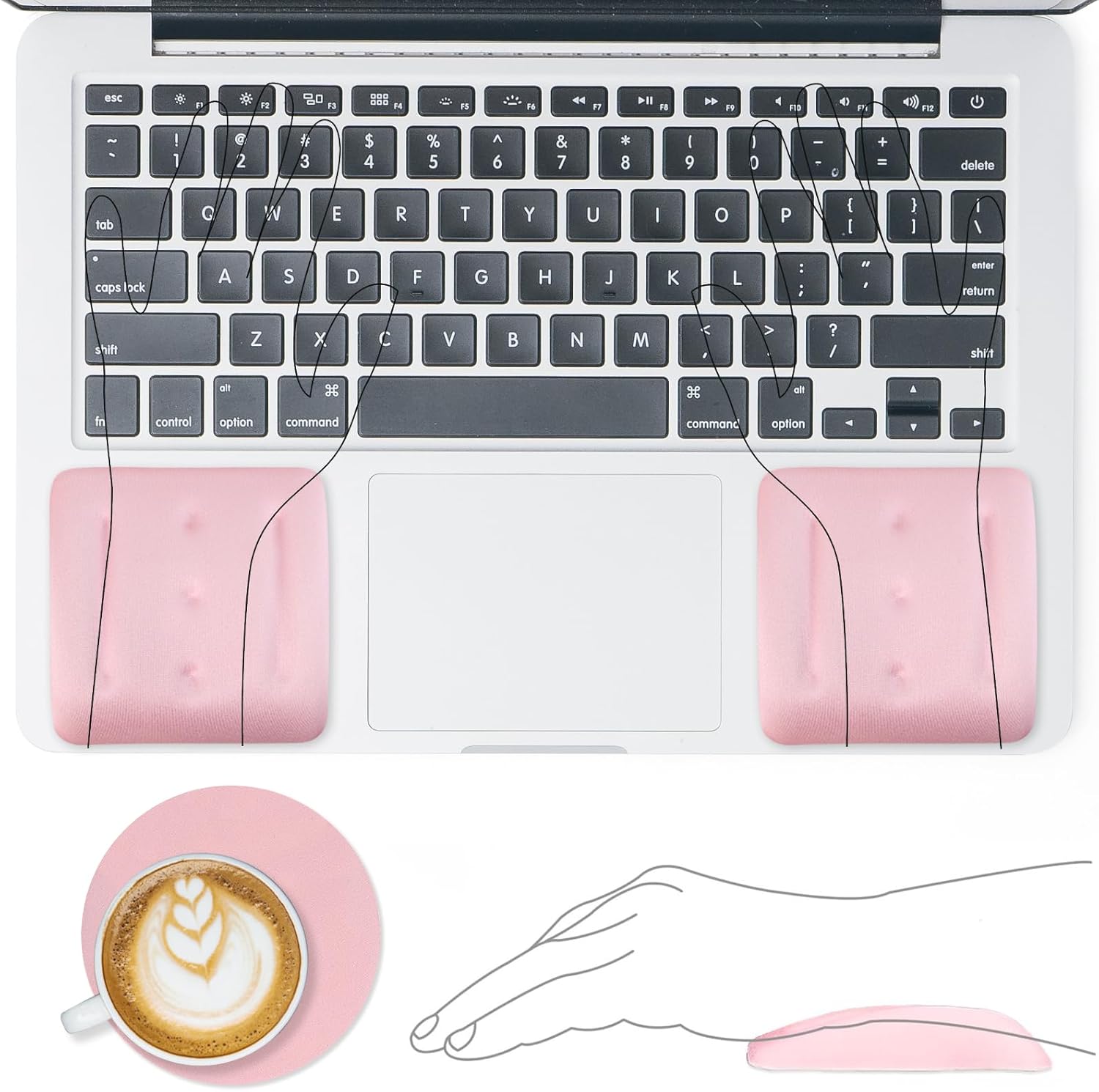 VAGAU Wrist Rests for Laptop, Laptop Wrist Support for Keyboard and Mouse, Ergonomic Memory Foam Wrist Pads for Laptop, Office, Computer, Comfortable Typing Wrist Pain & Carpal Tunnel Relief(Pink) VAGAU Wrist Rests for Laptop, Laptop Wrist Support for Keyboard and Mouse, Ergonomic Memory Foam Wrist Pads for Laptop, Office, Computer, Comfortable Typing Wrist Pain & Carpal Tunnel Relief(Pink)