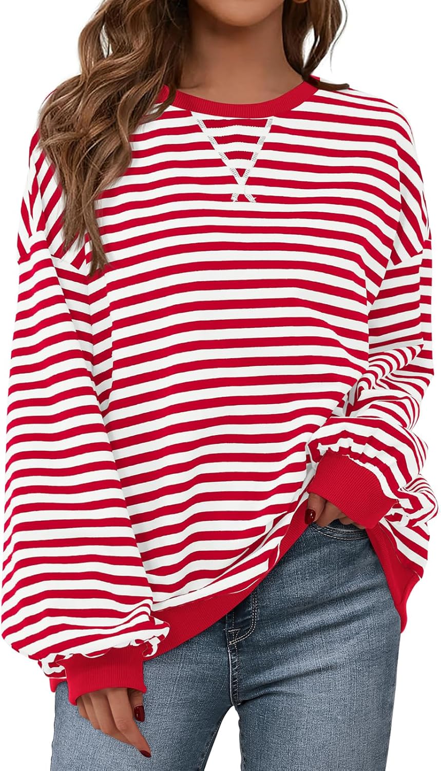 PRETTYGARDEN Womens Striped Oversized Sweatshirt Color Block Crew Neck Long Sleeve Casual Loose Pullover Top Y2K Clothes PRETTYGARDEN Womens Striped Oversized Sweatshirt Color Block Crew Neck Long Sleeve Casual Loose Pullover Top Y2K Clothes