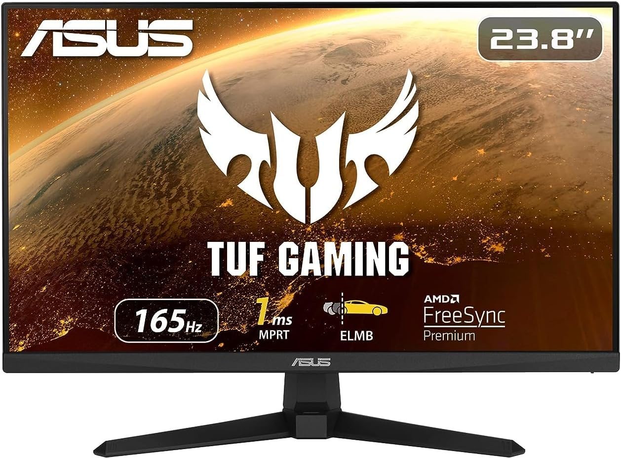 ASUS TUF Gaming 23.8” 1080P Monitor (VG249Q1A) – Full HD, IPS, 165Hz (Supports 144Hz), 1ms, Extreme Low Motion Blur, Speaker, FreeSync™ Premium, Shadow Boost, VESA Mountable, DisplayPort, HDMI,BLACK ASUS TUF Gaming 23.8” 1080P Monitor (VG249Q1A) – Full HD, IPS, 165Hz (Supports 144Hz), 1ms, Extreme Low Motion Blur, Speaker, FreeSync™ Premium, Shadow Boost, VESA Mountable, DisplayPort, HDMI,BLACK