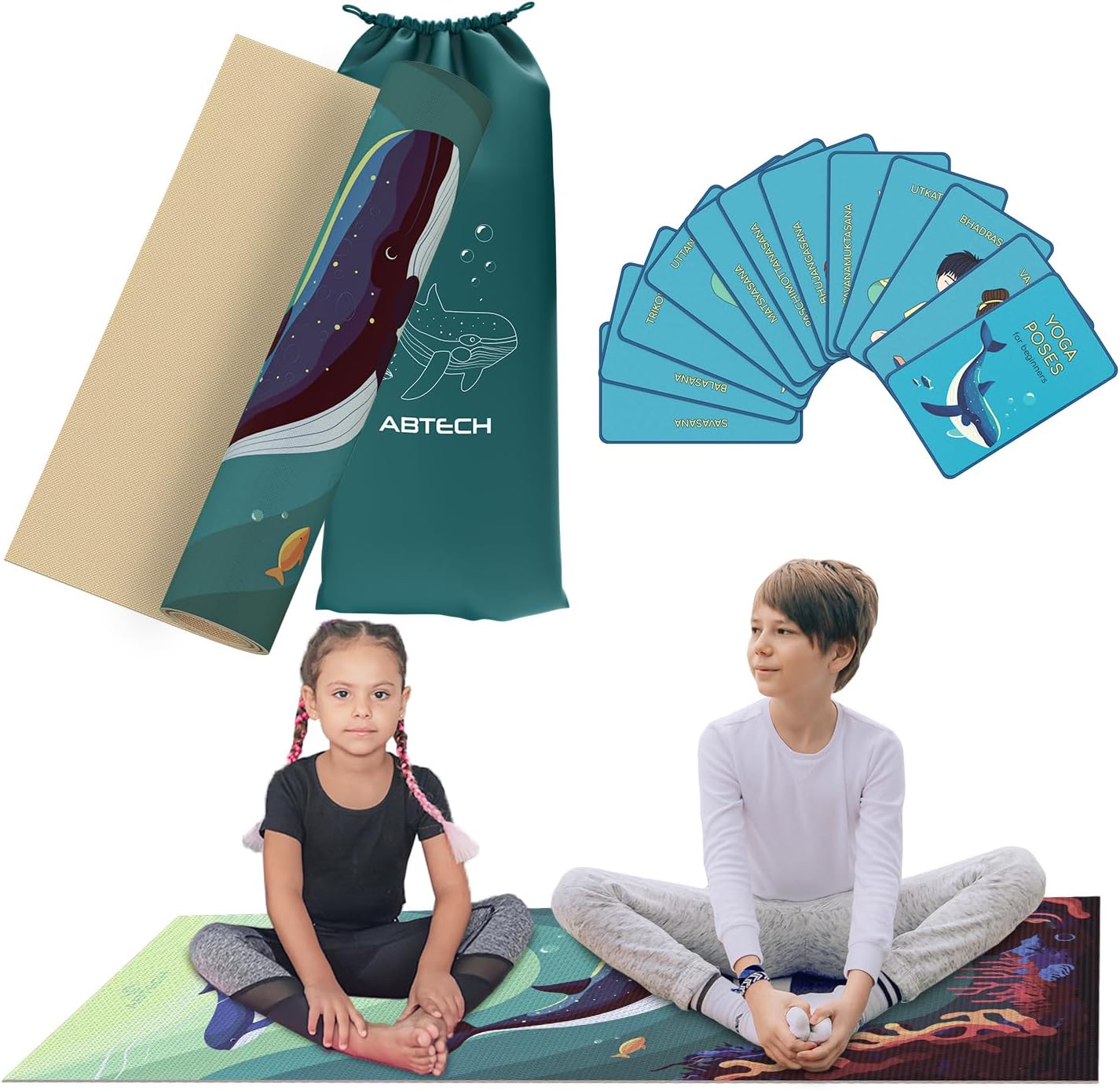 Kids Yoga Mat Set for Boys & Girls – Doll, Unicorn, Mermaid, Panda, Dinosaur and UnderWater – Chemical Free – Non-Toxic – Non-Slip – 60 X 24 X 0.2 Inches – w/ 12 Yoga Cards – Cute Carrier Bag – Ages 3-12 Kids Yoga Mat Set for Boys & Girls – Doll, Unicorn, Mermaid, Panda, Dinosaur and UnderWater – Chemical Free – Non-Toxic – Non-Slip – 60 X 24 X 0.2 Inches – w/ 12 Yoga Cards – Cute Carrier Bag – Ages 3-12