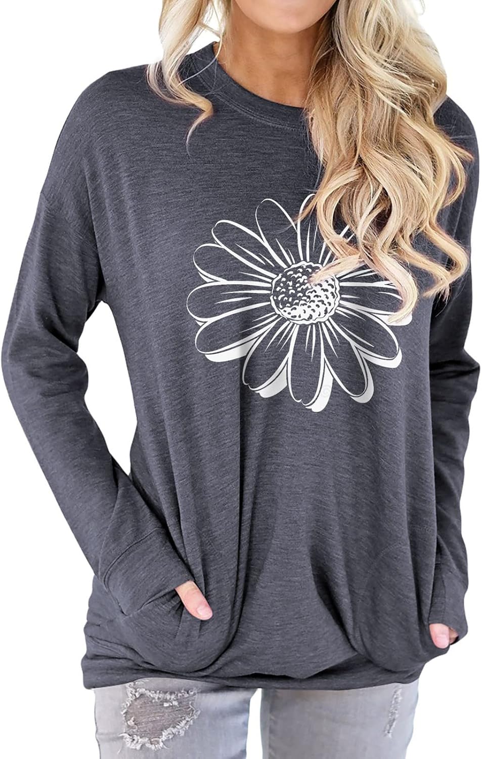 Blouses for women dressy casual Women Casual Long Sleeve Cotton Solid Loose Pockets T Shirt Blouses Tops plus Size Blouses for women dressy casual Women Casual Long Sleeve Cotton Solid Loose Pockets T Shirt Blouses Tops plus Size