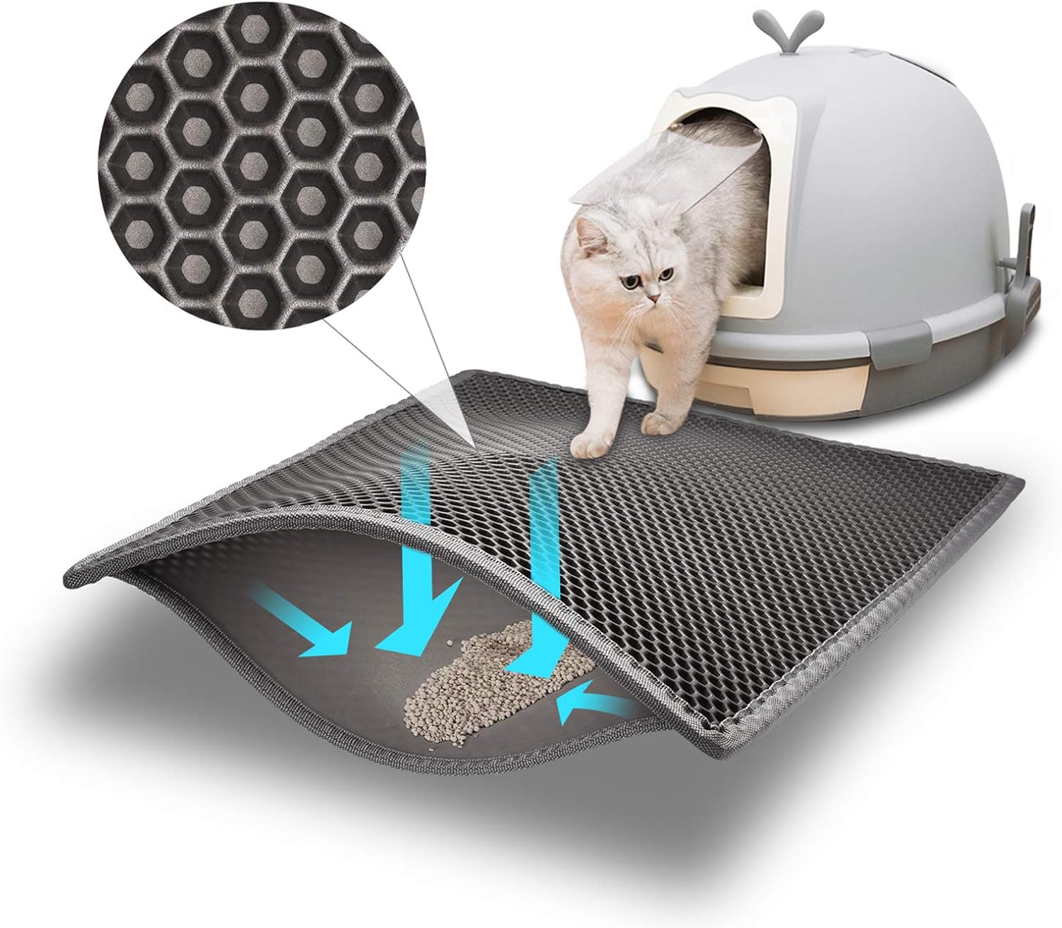 Pieviev Cat Litter Mat Double Layer Waterproof Urine Proof Trapping Mat 1 Pack (Gray, 24×15 Inch (Pack of 1)) Pieviev Cat Litter Mat Double Layer Waterproof Urine Proof Trapping Mat 1 Pack (Gray, 24×15 Inch (Pack of 1))