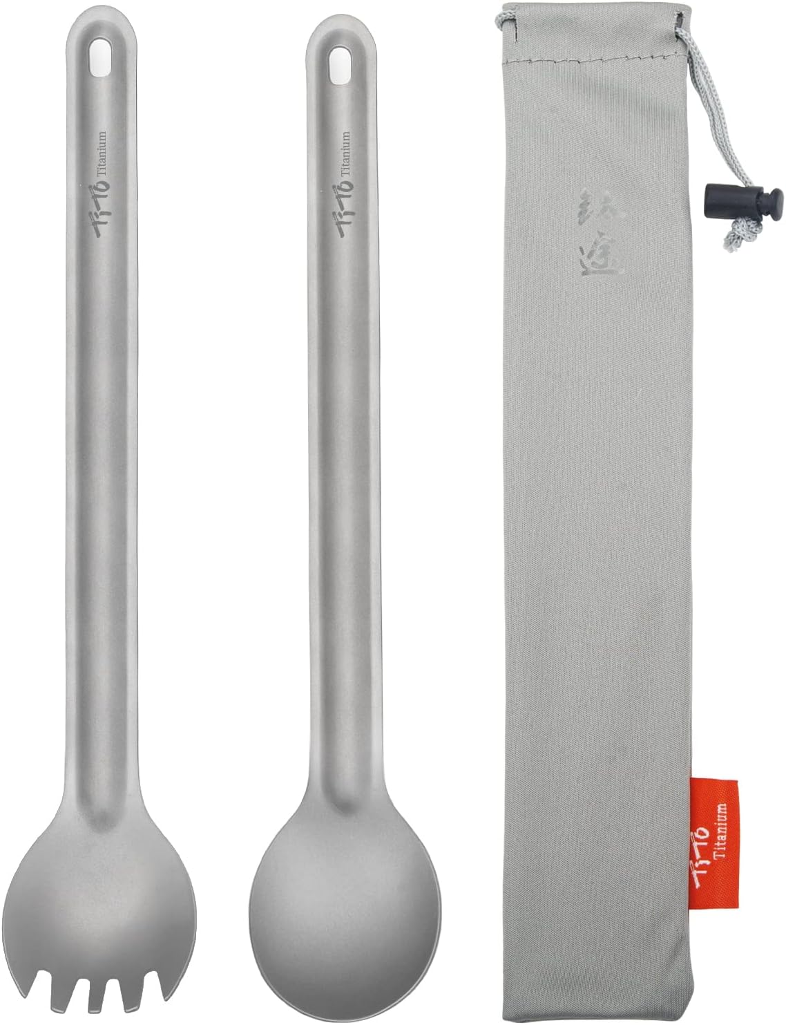 TiTo Titanium Long Handle Spork and Spoon Eco-Friendly Ultralight Portabale Flatware for Outdoor Camping Backpacking Hiking Travel Picnic Tableware with Bag (2Pcs Sandblasting) TiTo Titanium Long Handle Spork and Spoon Eco-Friendly Ultralight Portabale Flatware for Outdoor Camping Backpacking Hiking Travel Picnic Tableware with Bag (2Pcs Sandblasting)