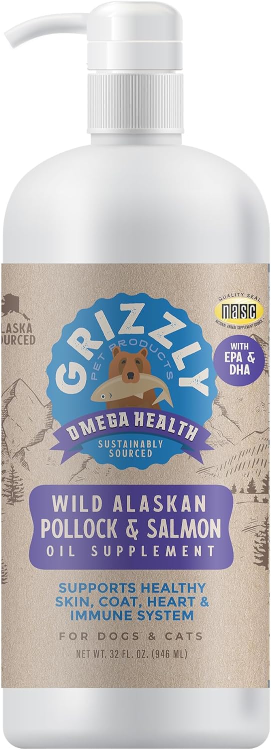 Grizzly Omega Health for Dogs & Cats, Wild Salmon Oil/Pollock Oil Omega-3 Blend Grizzly Omega Health for Dogs & Cats, Wild Salmon Oil/Pollock Oil Omega-3 Blend