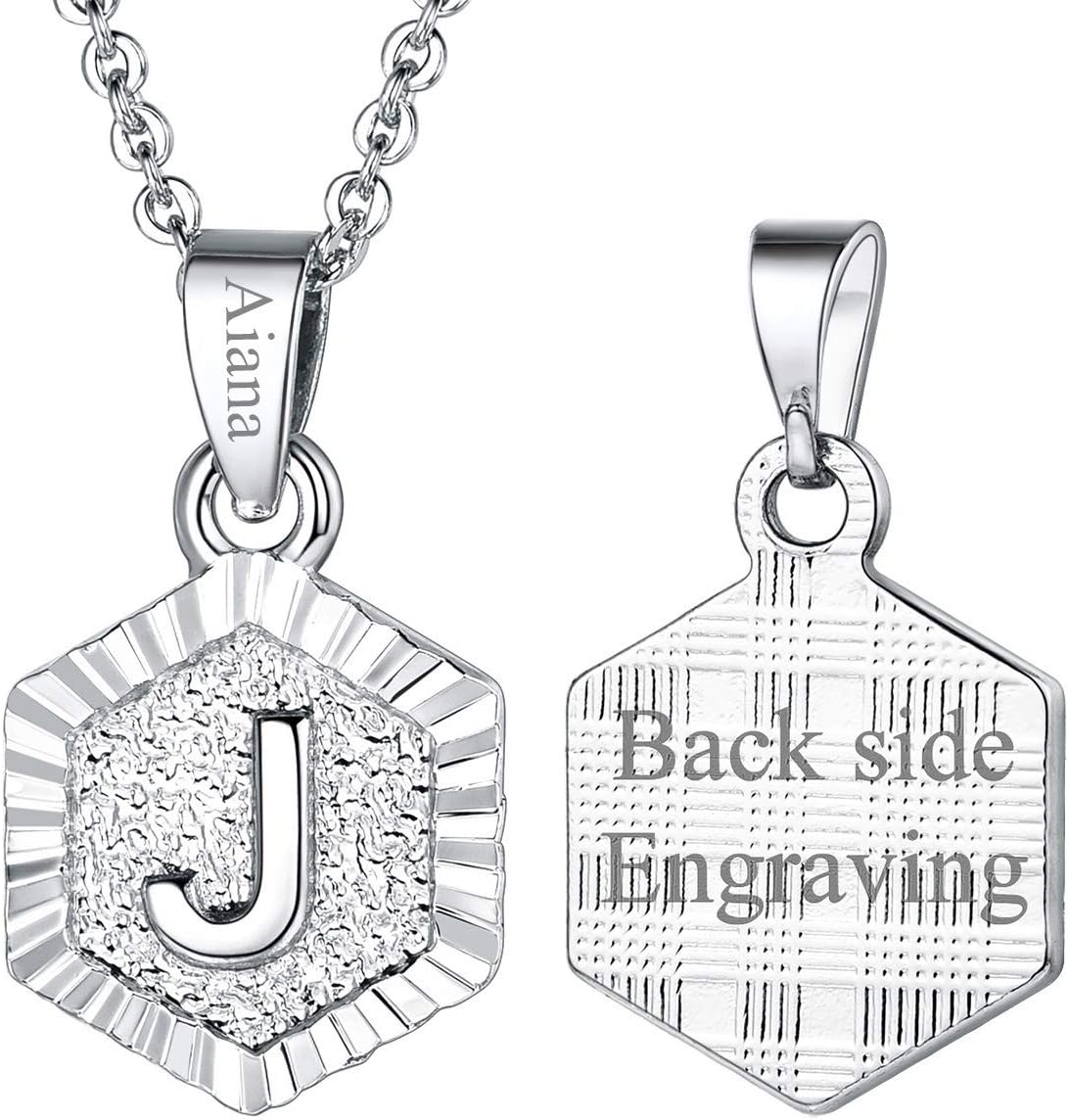 FOCALOOK Initial Necklaces for Women Yellow Gold/Platinum Plated Hexagon Letter Pendant Necklace 18 Inch FOCALOOK Initial Necklaces for Women Yellow Gold/Platinum Plated Hexagon Letter Pendant Necklace 18 Inch