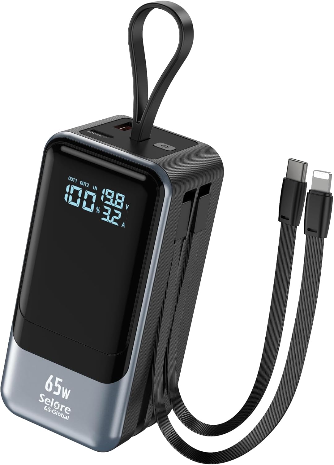 Selore Power Bank, 65W Laptop Portable Charger with Built in USB C Cable, 4 Outputs, Fast Charging External Battery Pack for Laptop MacBook Dell XPS iPad Tablet iPhone 16/15 Series Samsung S24 et Selore Power Bank, 65W Laptop Portable Charger with Built in USB C Cable, 4 Outputs, Fast Charging External Battery Pack for Laptop MacBook Dell XPS iPad Tablet iPhone 16/15 Series Samsung S24 et