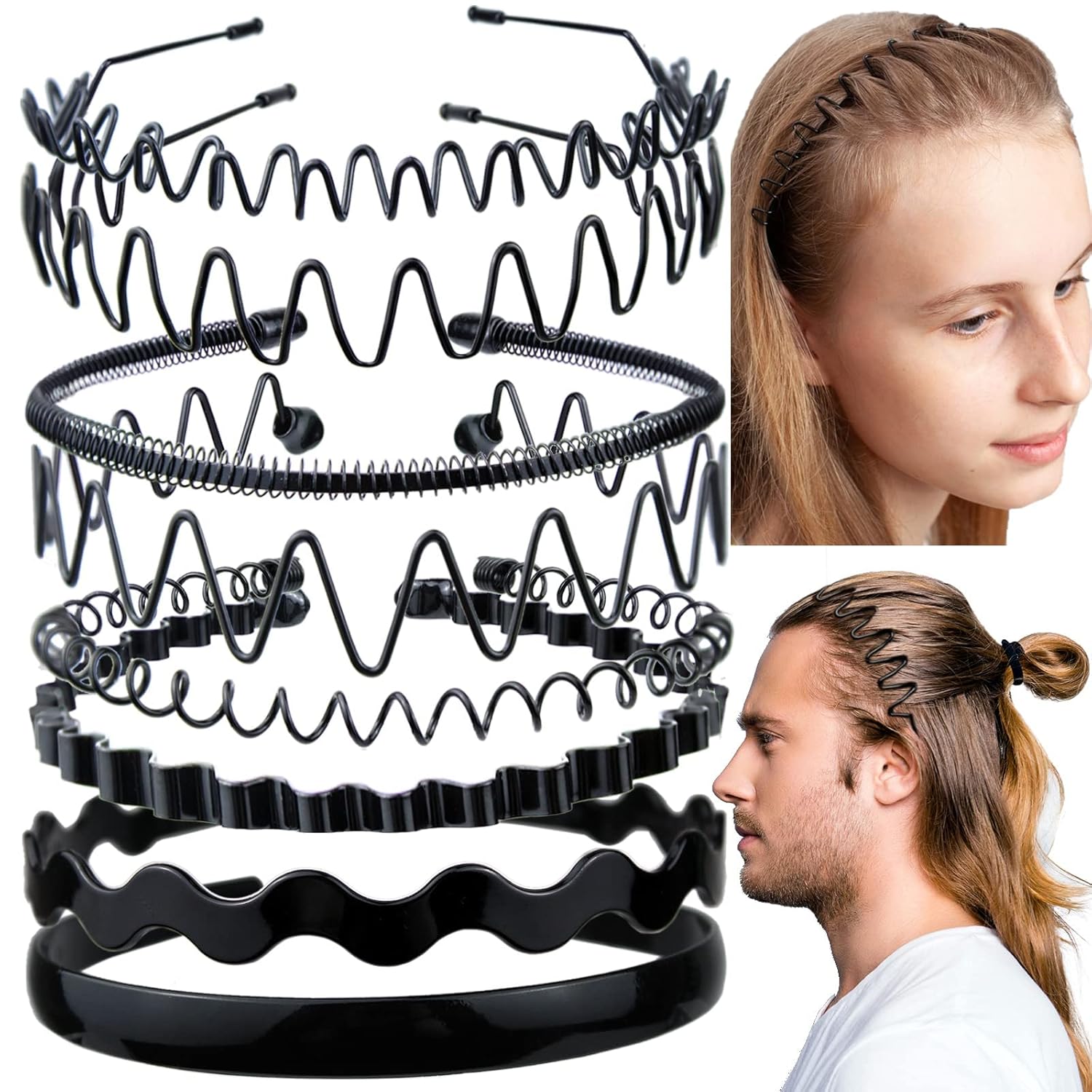 8 Pieces Metal Headband for Men and Women Adjustable Unisex Wavy Hair Band Non-slip Metal Plastic Hair Hoop for Long Curly Hair Home, Outdoor, Sports Hair Accessories (8 Black) 8 Pieces Metal Headband for Men and Women Adjustable Unisex Wavy Hair Band Non-slip Metal Plastic Hair Hoop for Long Curly Hair Home, Outdoor, Sports Hair Accessories (8 Black)
