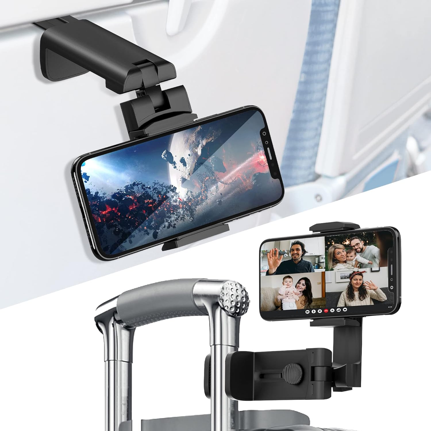 Universal Airplane Travel Phone Holder: Travel Essentials Phone Mount for Desk with Multi-Directional 360 Degree Rotation, Travel Accessories Must Haves Phone Holder for Flying, Table Universal Airplane Travel Phone Holder: Travel Essentials Phone Mount for Desk with Multi-Directional 360 Degree Rotation, Travel Accessories Must Haves Phone Holder for Flying, Table