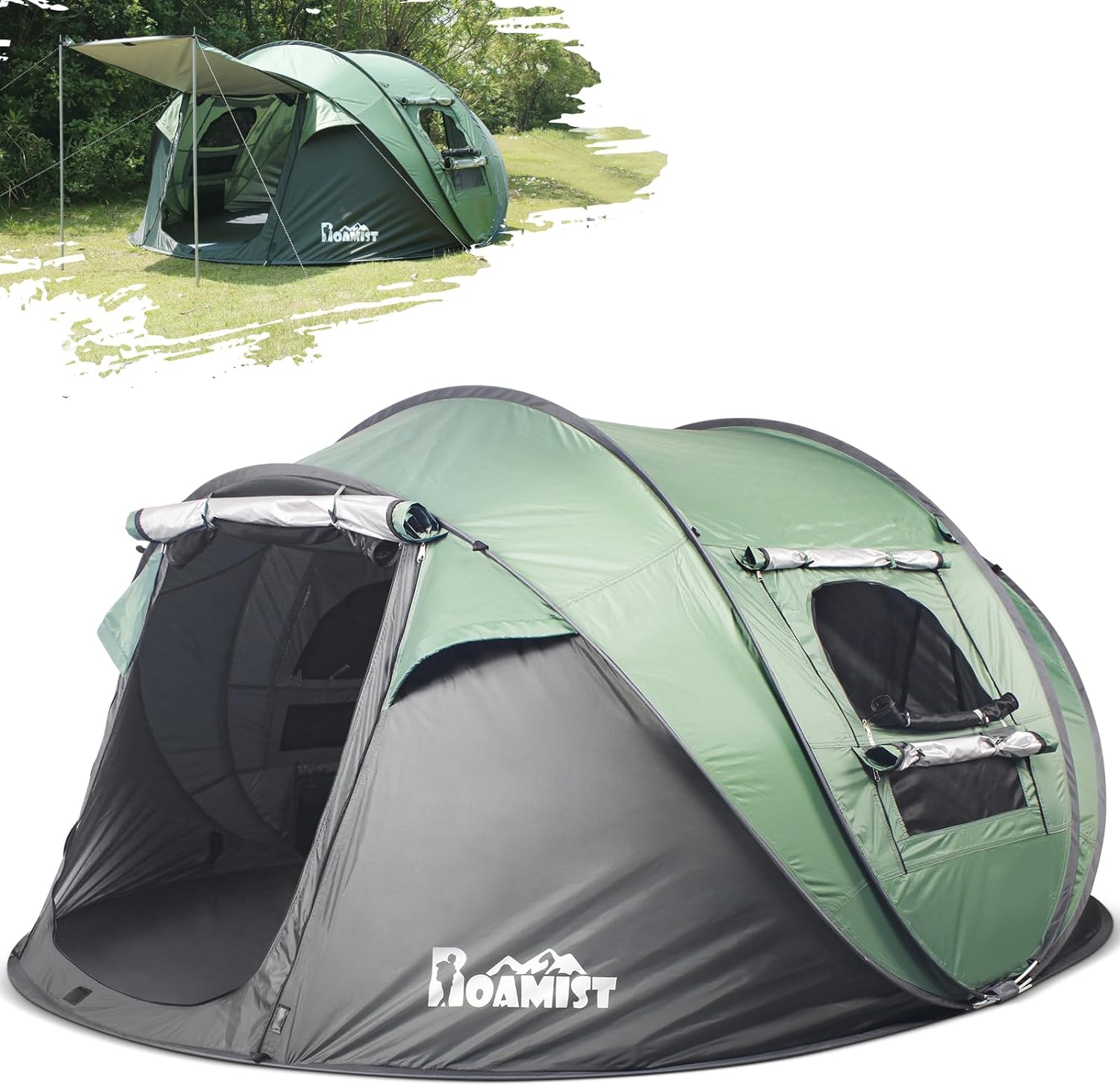 Tents for Camping, 4 Person Easy Pop Up Tents for Camping, Waterproof Windproof Sunproof Automatic Setup Camping Tent with Extra Storage, 2 Doors Instant Family Tents for Hiking & Traveling Tents for Camping, 4 Person Easy Pop Up Tents for Camping, Waterproof Windproof Sunproof Automatic Setup Camping Tent with Extra Storage, 2 Doors Instant Family Tents for Hiking & Traveling