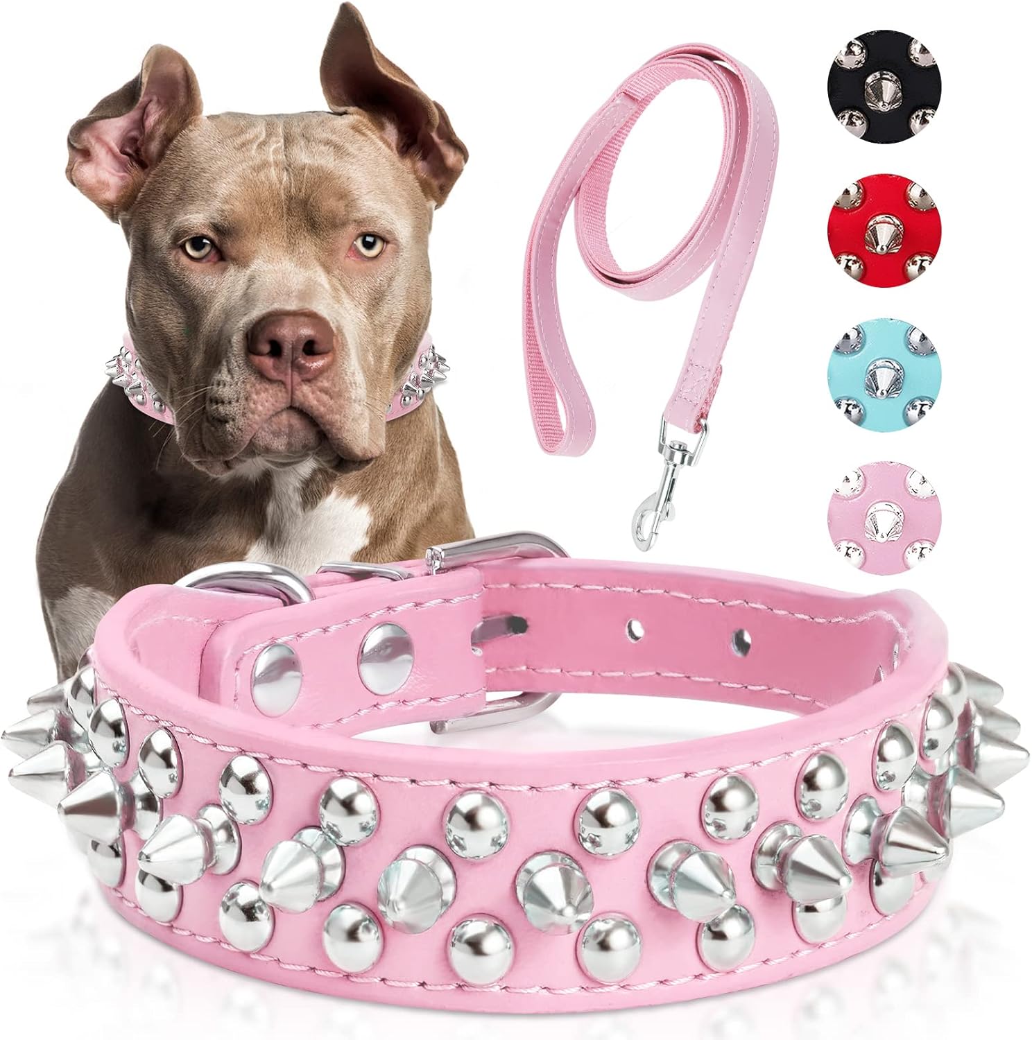Dog Collars for Medium Dogs with Leash, Epesiri Spiked Dog Collar for Large Dogs, Girl Pink Dog Collar, Studded Rivet Pit Bull Leather Dog Collar Durable Cat Collar for Small Medium Large Pet Gift Dog Collars for Medium Dogs with Leash, Epesiri Spiked Dog Collar for Large Dogs, Girl Pink Dog Collar, Studded Rivet Pit Bull Leather Dog Collar Durable Cat Collar for Small Medium Large Pet Gift