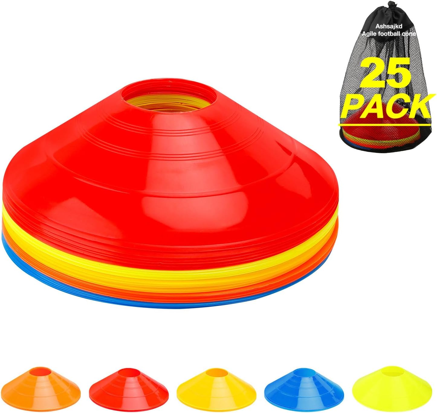 Ashsajkd(Set of 25 – Agility Soccer Cones with Carry Bag and for , Football Cones for TrainingFootball, Basketball, Coaching, Agility Cones for Indoor and Outdoor Games Ashsajkd(Set of 25 – Agility Soccer Cones with Carry Bag and for , Football Cones for TrainingFootball, Basketball, Coaching, Agility Cones for Indoor and Outdoor Games