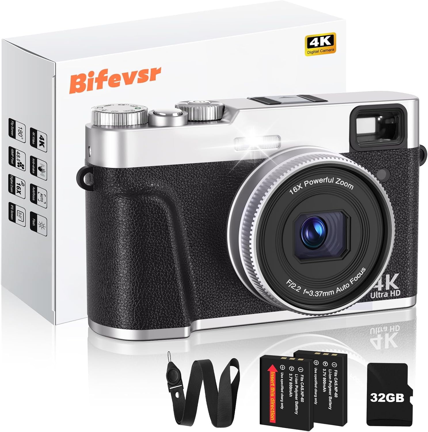 4K Digital Camera with SD Card, 48MP Vlogging Camera with Viewfinder Flash Dial, Camera for Photography and Video Autofocus, Portable Travel Camera, 16X Zoom Anti-Shake Small Digital Camera 4K Digital Camera with SD Card, 48MP Vlogging Camera with Viewfinder Flash Dial, Camera for Photography and Video Autofocus, Portable Travel Camera, 16X Zoom Anti-Shake Small Digital Camera