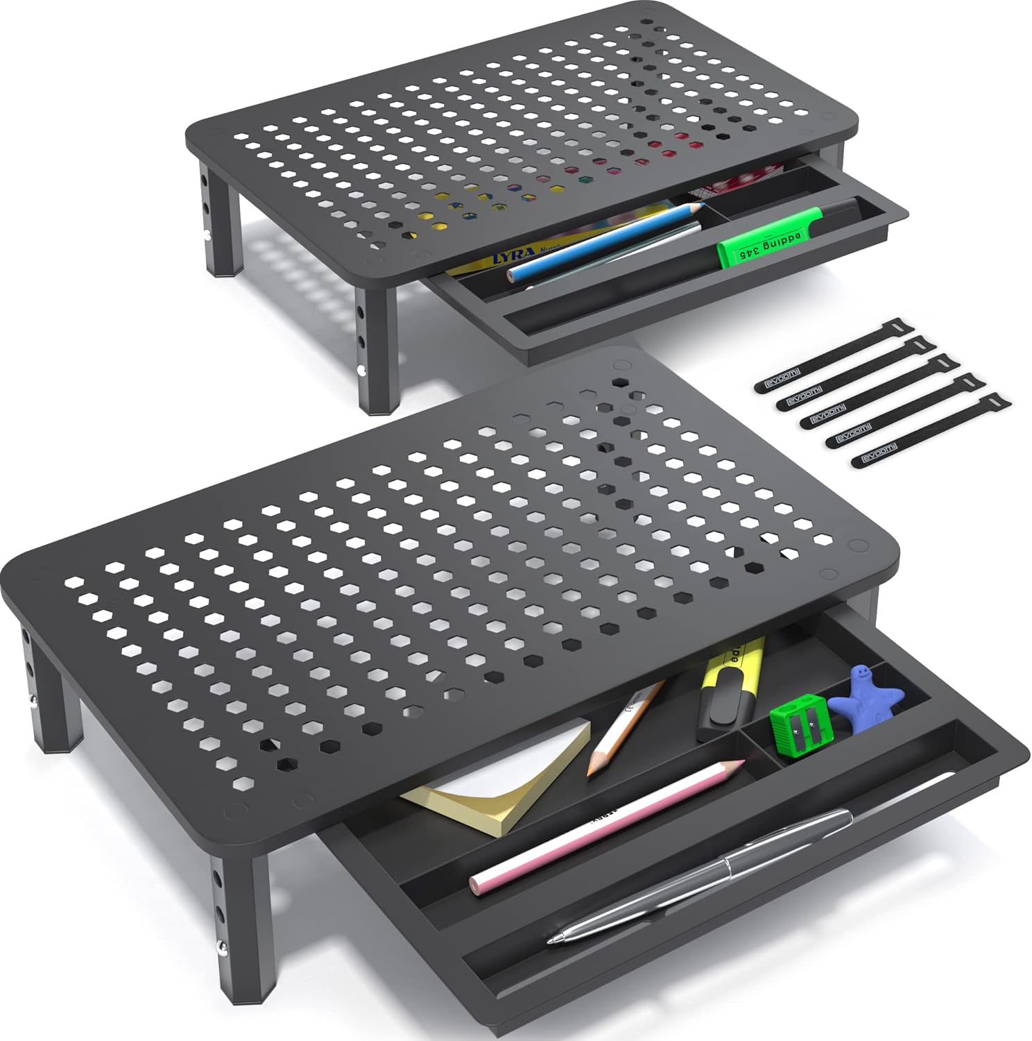 Back Saver Monitor Stand for Desk – 2 Pack Monitor Riser with Drawer – Gain 5 Weeks a Year, Less Pain & Peak Productivity with Anti Skid Mesh Metal Computer Stand for Laptop, Printer & iMac Back Saver Monitor Stand for Desk – 2 Pack Monitor Riser with Drawer – Gain 5 Weeks a Year, Less Pain & Peak Productivity with Anti Skid Mesh Metal Computer Stand for Laptop, Printer & iMac