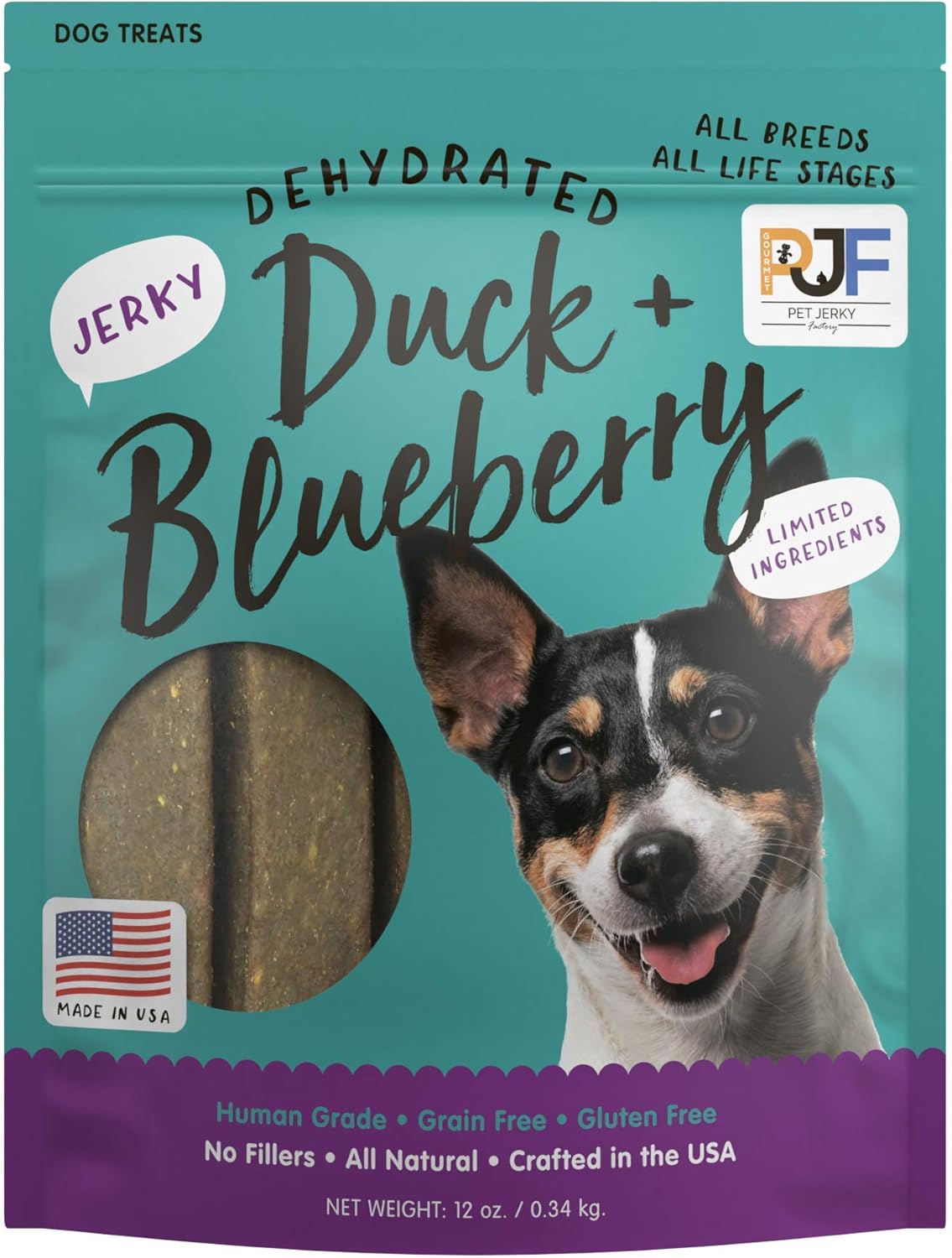 Premium Duck and Blueberry 12 oz. Dog Jerky Treats | 100% Human Grade | USA Made | High Protein | Grain Free | Limited Ingredients | No Filler | BHA-BHT Free | Soft-Tender Premium Duck and Blueberry 12 oz. Dog Jerky Treats | 100% Human Grade | USA Made | High Protein | Grain Free | Limited Ingredients | No Filler | BHA-BHT Free | Soft-Tender