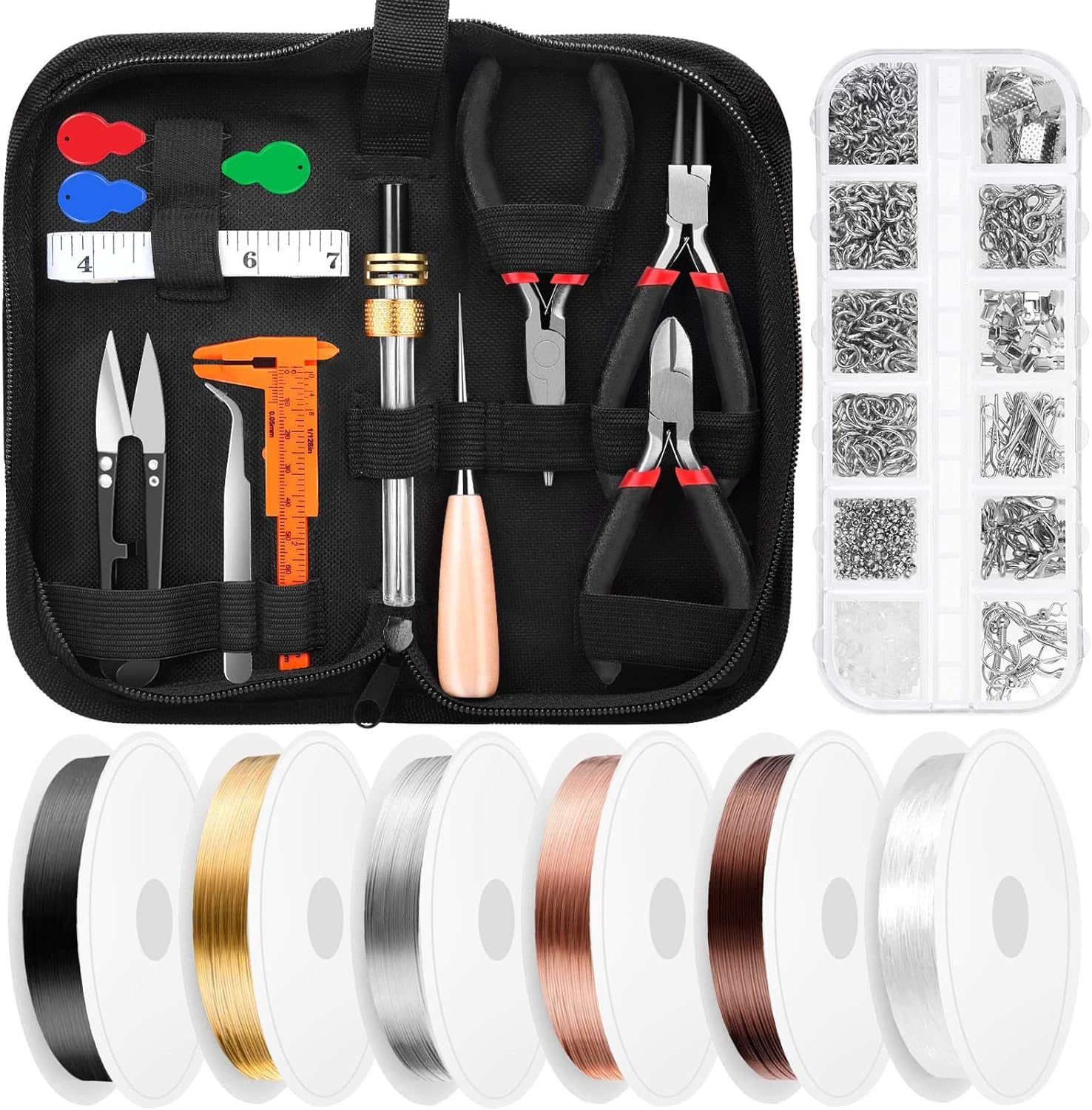 Thrilez Wire Wrapping For Jewelry Making, Repair and Beading Supplies Kit with Craft Ring Wire, Tools, Pliers and Jewelry Findings Thrilez Wire Wrapping For Jewelry Making, Repair and Beading Supplies Kit with Craft Ring Wire, Tools, Pliers and Jewelry Findings