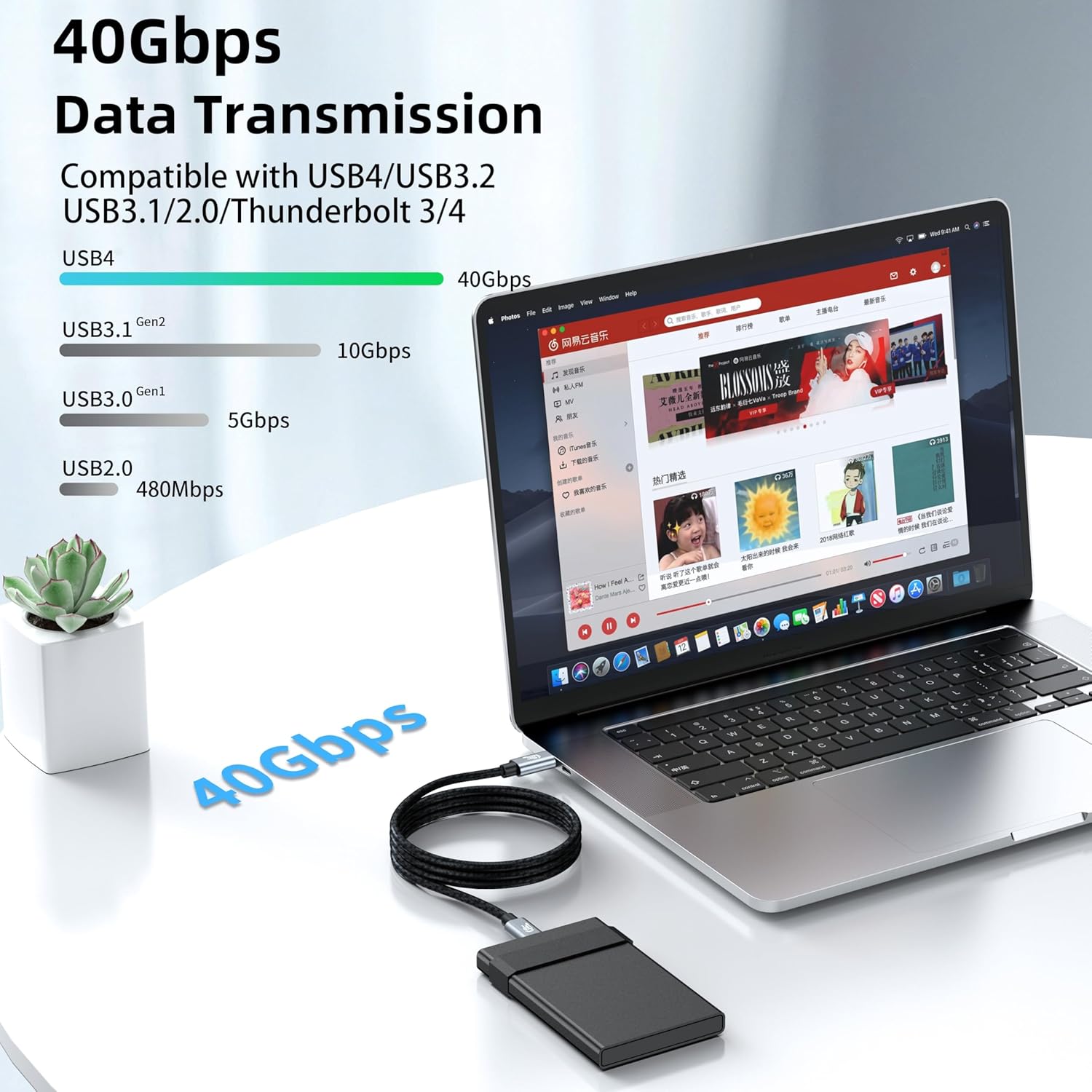 USB 4 Cable 8K@60Hz,USB C to USB C Video Cable 40Gbps,USB4 C Monitor Cable 240W Supports 4K UHD Display Compatible with i Phone15 pro,Thunderbolt 3/4 Mac Book, i Pad Pro, Samsung, HP, Dell (1ft) USB 4 Cable 8K@60Hz,USB C to USB C Video Cable 40Gbps,USB4 C Monitor Cable 240W Supports 4K UHD Display Compatible with i Phone15 pro,Thunderbolt 3/4 Mac Book, i Pad Pro, Samsung, HP, Dell (1ft)