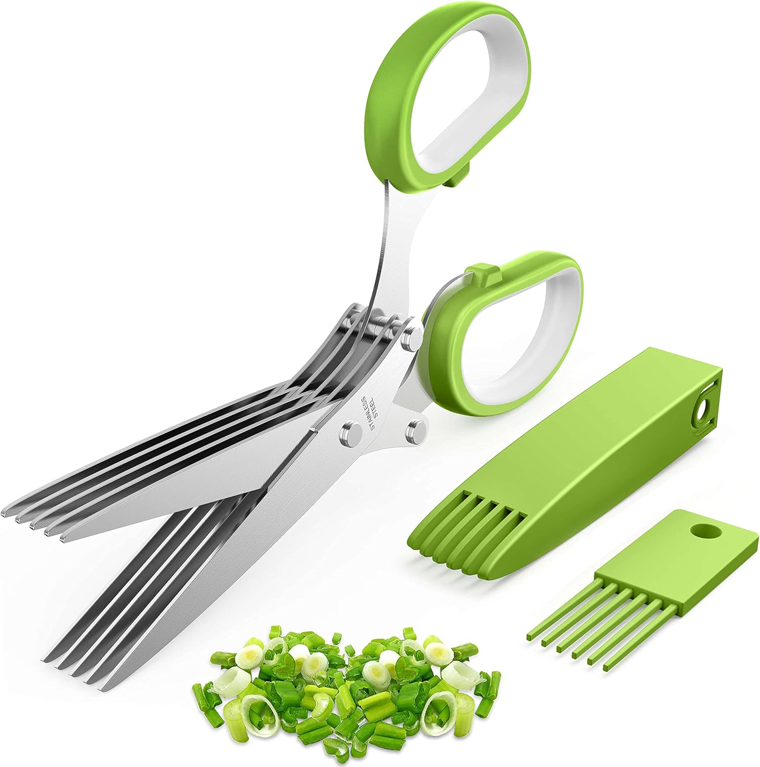Herb Scissors, Kitchen Herb Shears Cutter with 5 Blades and Cover, Sharp Dishwasher Safe Kitchen Gadget – Green Herb Scissors, Kitchen Herb Shears Cutter with 5 Blades and Cover, Sharp Dishwasher Safe Kitchen Gadget – Green