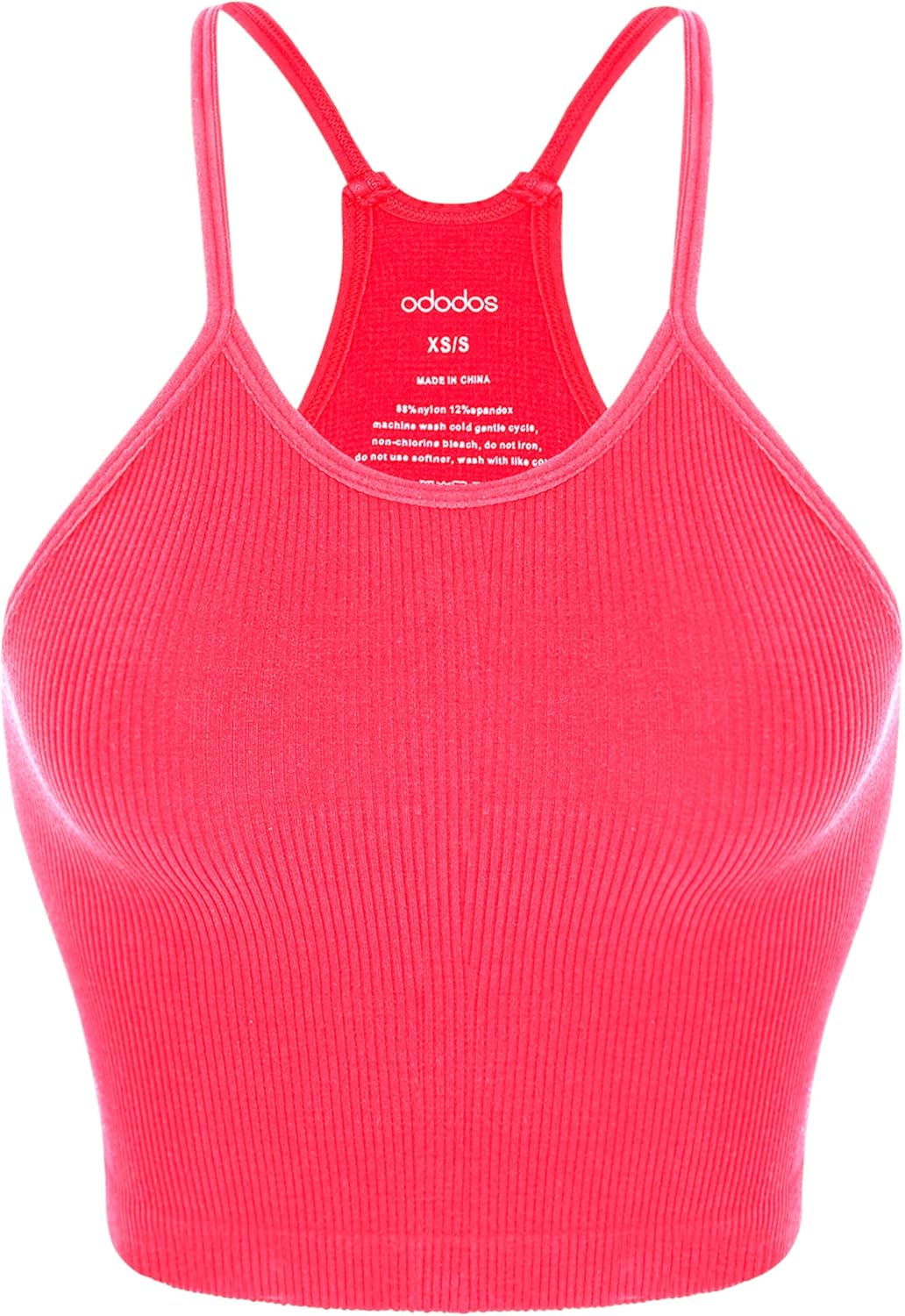 ODODOS Women’s Crop Seamless Rib-Knit Camisole Strappy Racerback Cropped Tank Tops ODODOS Women’s Crop Seamless Rib-Knit Camisole Strappy Racerback Cropped Tank Tops