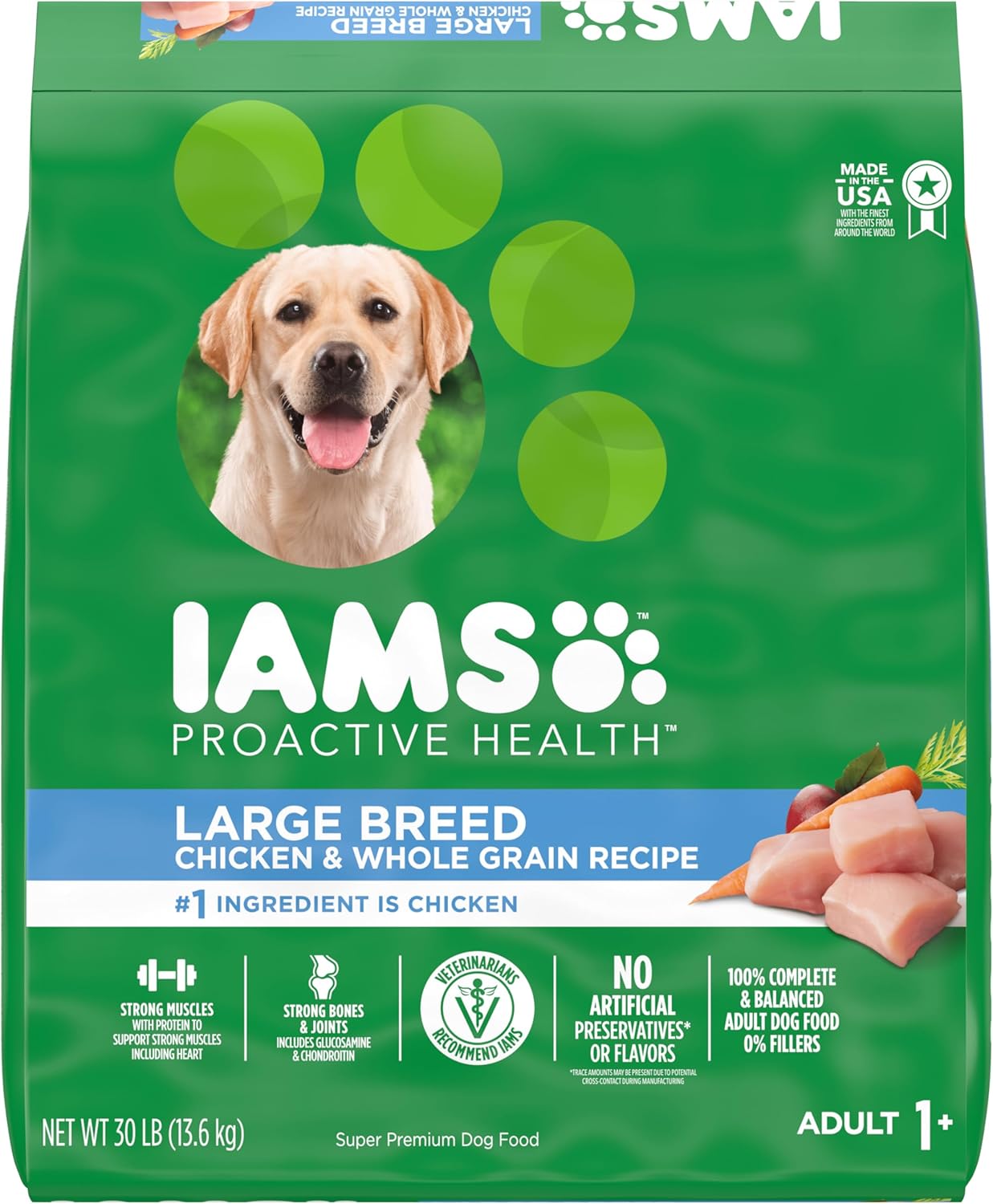 IAMS Adult High Protein Large Breed Dry Dog Food with Real Chicken, 30 lb. Bag IAMS Adult High Protein Large Breed Dry Dog Food with Real Chicken, 30 lb. Bag