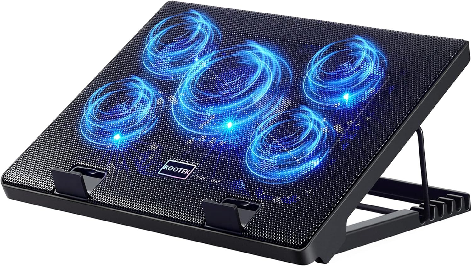 Kootek Laptop Cooling Pad, Laptop Cooler with 5 Quiet Fans for 12″-17″ Computer PC Notebook Gaming Laptop Fan, Height Adjustable Laptop Cooling Stand Laptop Accessories, Blue Kootek Laptop Cooling Pad, Laptop Cooler with 5 Quiet Fans for 12″-17″ Computer PC Notebook Gaming Laptop Fan, Height Adjustable Laptop Cooling Stand Laptop Accessories, Blue