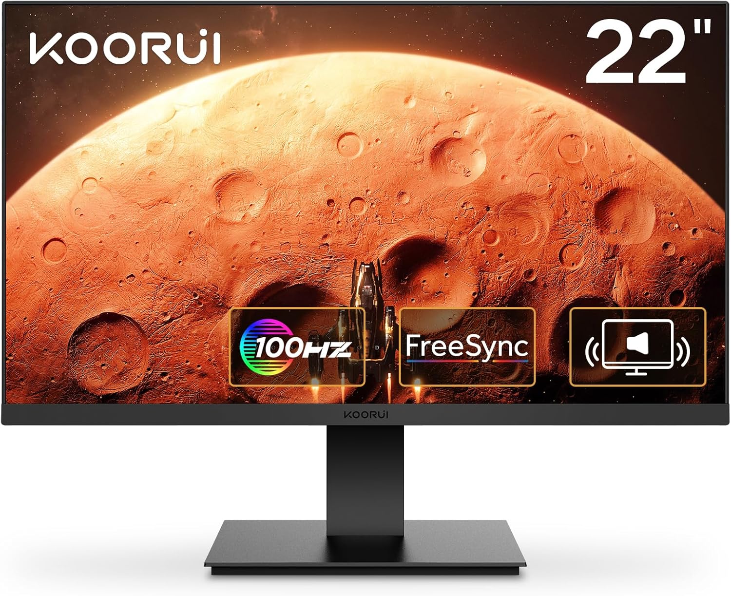 KOORUI Monitor 21.5 Inch Gaming Monitor FHD 1080P/Full HD 100HZ PC Monitor VA Panel LCD Display with Speakers Adpitive sync (HDMI/VGA/VESA Compatible/Audio Terminal) S01 KOORUI Monitor 21.5 Inch Gaming Monitor FHD 1080P/Full HD 100HZ PC Monitor VA Panel LCD Display with Speakers Adpitive sync (HDMI/VGA/VESA Compatible/Audio Terminal) S01