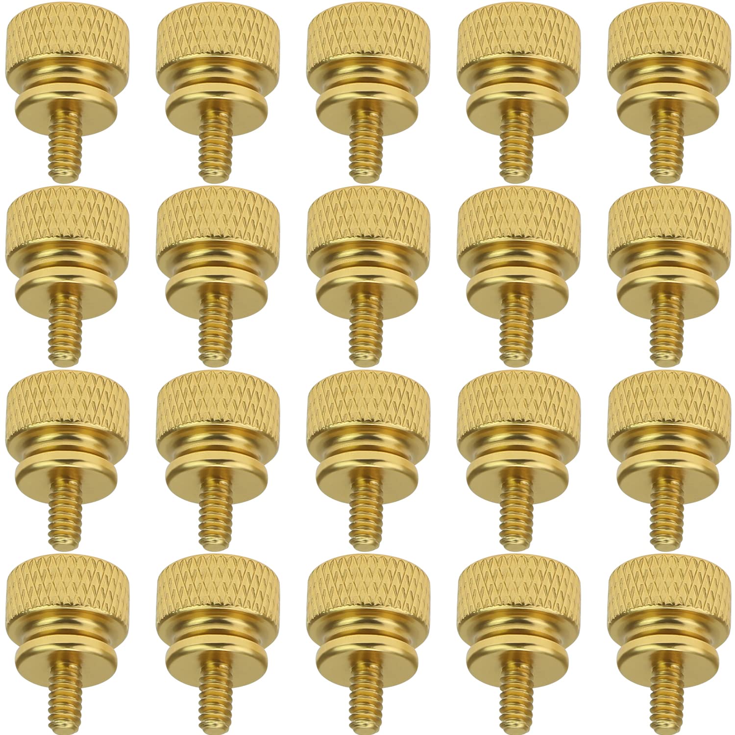 20 Pieces 6-32 Thread, Gold Color Anodized Aluminum Computer Case Thumbscrews, Thumb Screws for Computer Case/Cover/Power Supply/Hard Drives 20 Pieces 6-32 Thread, Gold Color Anodized Aluminum Computer Case Thumbscrews, Thumb Screws for Computer Case/Cover/Power Supply/Hard Drives