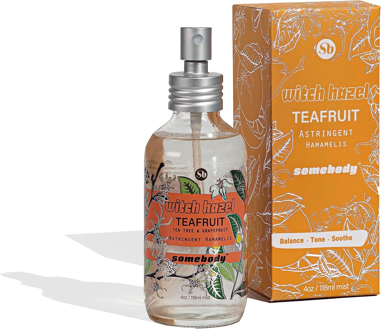 Somebody Teafruit Witch Hazel Astringent/Toner – Glass bottle, spray nozzle, Vegan Somebody Teafruit Witch Hazel Astringent/Toner – Glass bottle, spray nozzle, Vegan