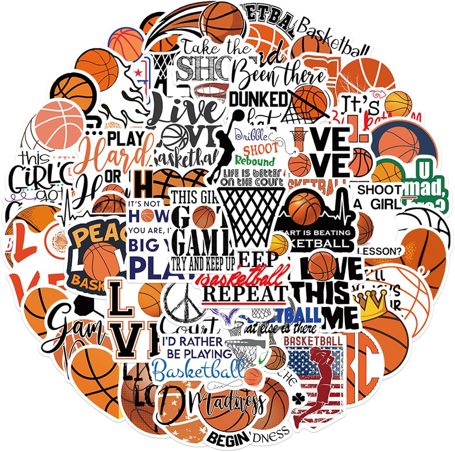 Basketball Stickers 50PCS Basketball Accessories Gifts for Girls/Boys Teens Premium Waterproof Vinyl Motivational Phrase Stickers for Water Bottles, Skateboards, Laptops, Phone Cases, Guitars (ball) Basketball Stickers 50PCS Basketball Accessories Gifts for Girls/Boys Teens Premium Waterproof Vinyl Motivational Phrase Stickers for Water Bottles, Skateboards, Laptops, Phone Cases, Guitars (ball)