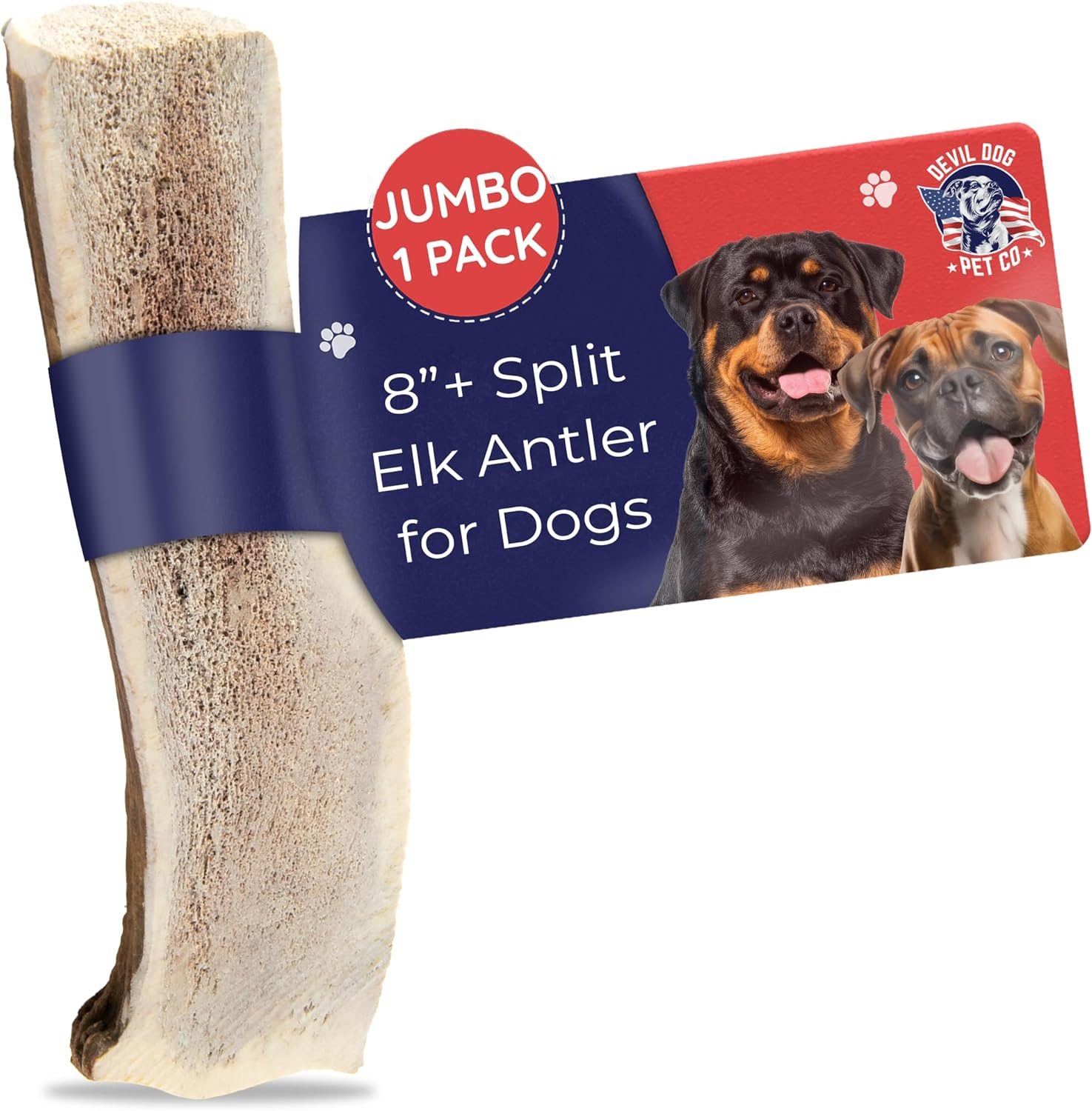 Devil Dog Pet Co. Split Elk Antlers for Dogs, 1 Pack, Jumbo 8”+, Grade A Long Lasting Dog Bones for Aggressive Chewers, Premium USA Naturally Shed Antler Dog Chew – No Odor, Dog Antler Chews Devil Dog Pet Co. Split Elk Antlers for Dogs, 1 Pack, Jumbo 8”+, Grade A Long Lasting Dog Bones for Aggressive Chewers, Premium USA Naturally Shed Antler Dog Chew – No Odor, Dog Antler Chews
