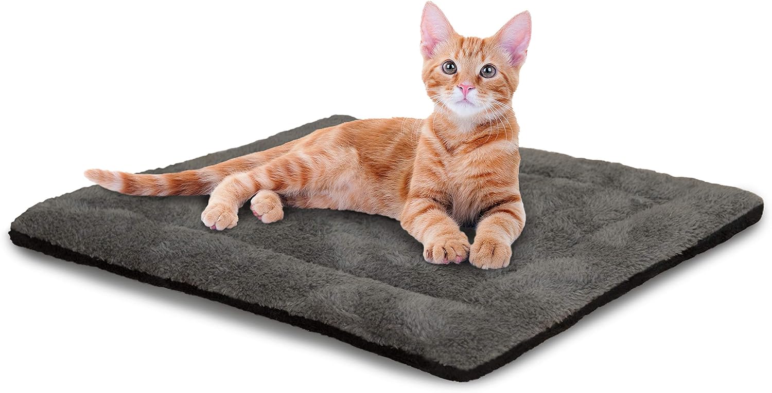 K&H PET PRODUCTS Self-Warming Cat Bed Pad, Self-Heating Thermal Cat and Dog Bed Mat, Cat Warmer Mat for Feral and Indoor Cats, Gray/ Black 21 X 17 Inches K&H PET PRODUCTS Self-Warming Cat Bed Pad, Self-Heating Thermal Cat and Dog Bed Mat, Cat Warmer Mat for Feral and Indoor Cats, Gray/ Black 21 X 17 Inches