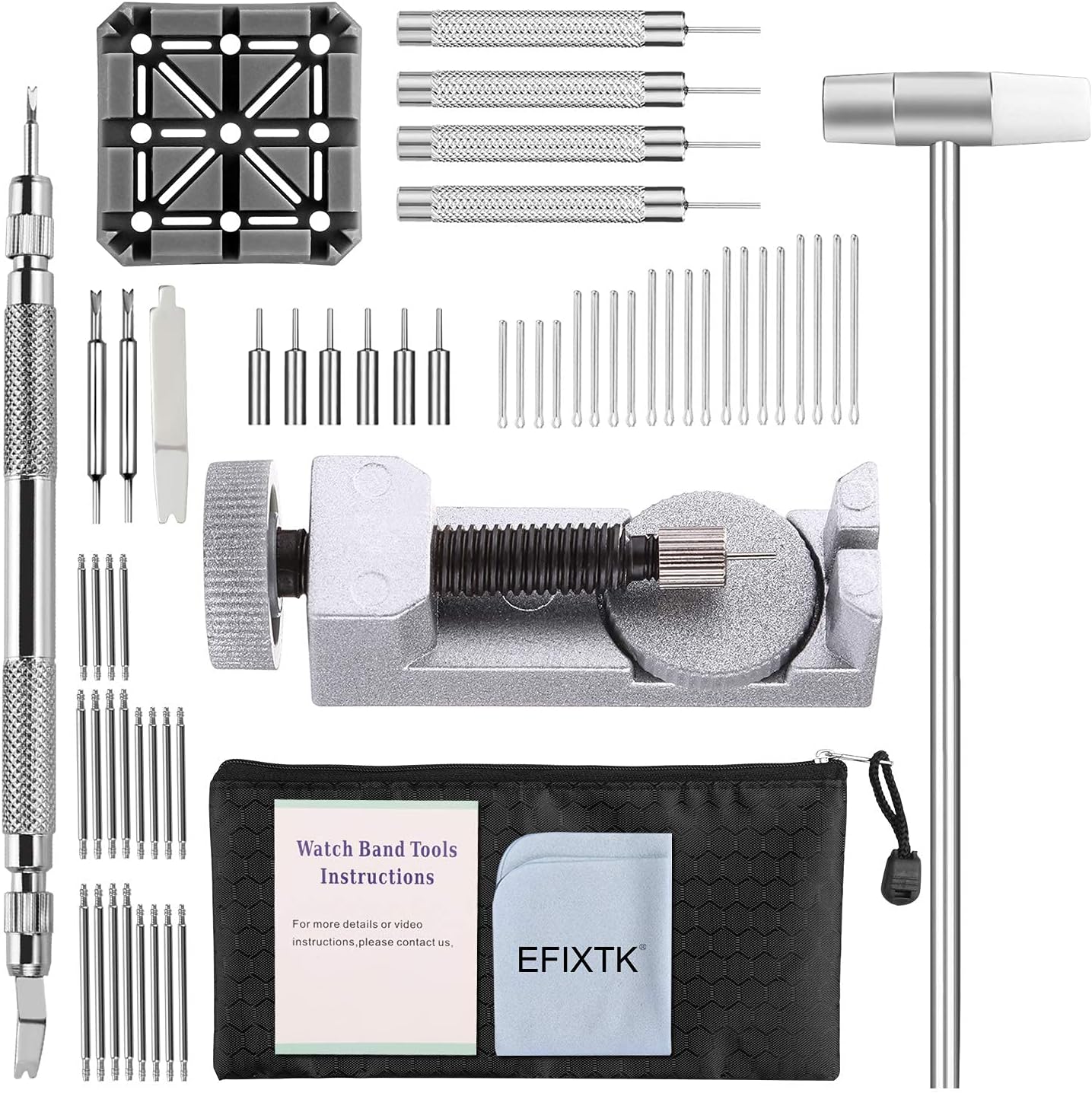 Watch Band Strap Link Pins Remover Repair Tool,24 in 1 Kit with 6 Extra Tips Replacement,20PCS Cotter Pin,Spring Bar Tool Set,1PCS Head Hammer Watch Band Strap Link Pins Remover Repair Tool,24 in 1 Kit with 6 Extra Tips Replacement,20PCS Cotter Pin,Spring Bar Tool Set,1PCS Head Hammer