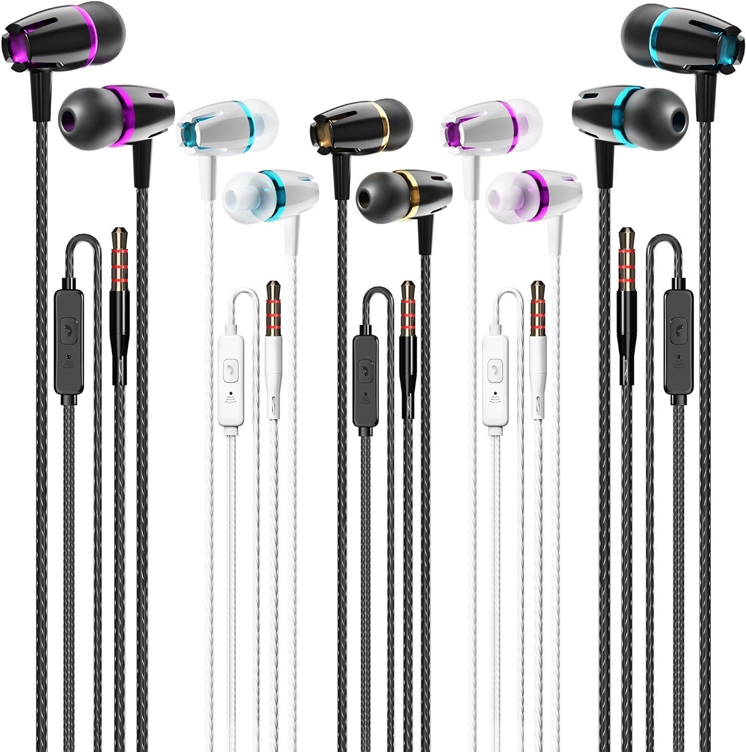 Earbuds Wired with Microphone, 5 Pack Wired Headphones with Powerful Heavy Bass, High Definition, Earphones Wired 3.5mm Jack Earbuds Wired with Microphone, 5 Pack Wired Headphones with Powerful Heavy Bass, High Definition, Earphones Wired 3.5mm Jack