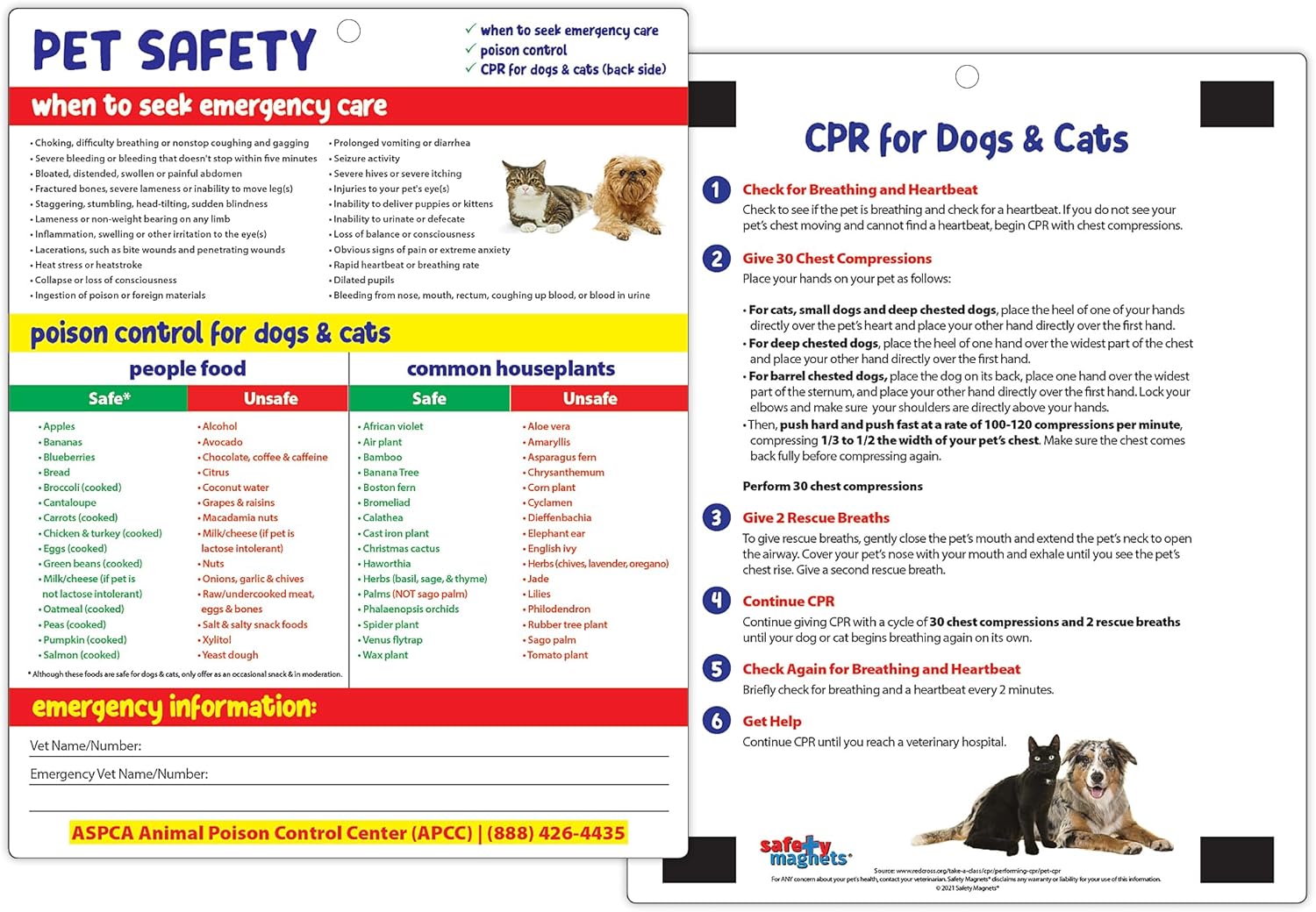 Pet Safety Fridge Magnet – Animal CPR for Dogs and Cats – Toxic Food and Plants – When to Seek Emergency Care – Quick Reference Card – 8.5 x 11 in. Pet Safety Fridge Magnet – Animal CPR for Dogs and Cats – Toxic Food and Plants – When to Seek Emergency Care – Quick Reference Card – 8.5 x 11 in.