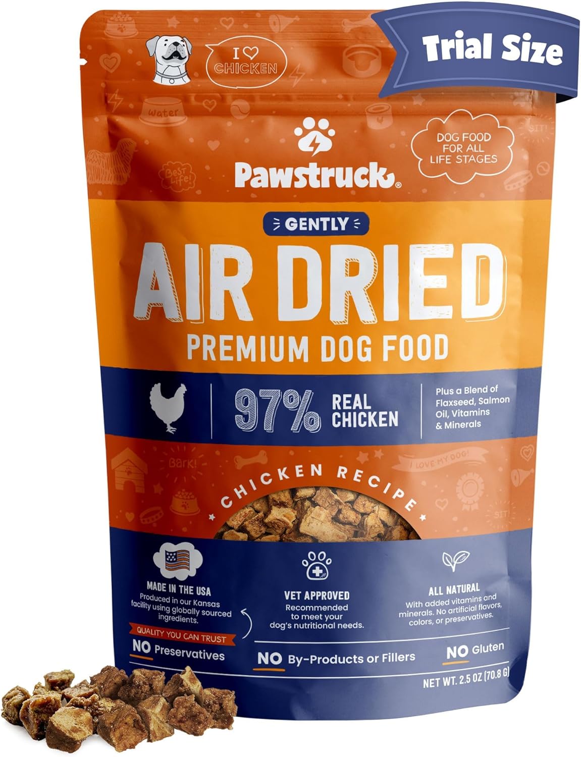 Pawstruck All Natural Air Dried Dog Food w/Real Chicken – Grain Free, Made in USA, Non-GMO & Vet Recommended – High Protein Limited Ingredient Full-Feed – for All Breeds & Ages – 2.5oz Trial Bag Pawstruck All Natural Air Dried Dog Food w/Real Chicken – Grain Free, Made in USA, Non-GMO & Vet Recommended – High Protein Limited Ingredient Full-Feed – for All Breeds & Ages – 2.5oz Trial Bag