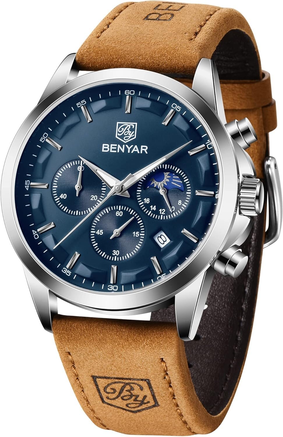 BENYAR Mens Watches Waterproof Wrist Watch for Men Multifunction Chronograph Black Fashion Business Casual Sport Designer Dress Watch with Calendar Leather/Stainless Steel Strap BENYAR Mens Watches Waterproof Wrist Watch for Men Multifunction Chronograph Black Fashion Business Casual Sport Designer Dress Watch with Calendar Leather/Stainless Steel Strap