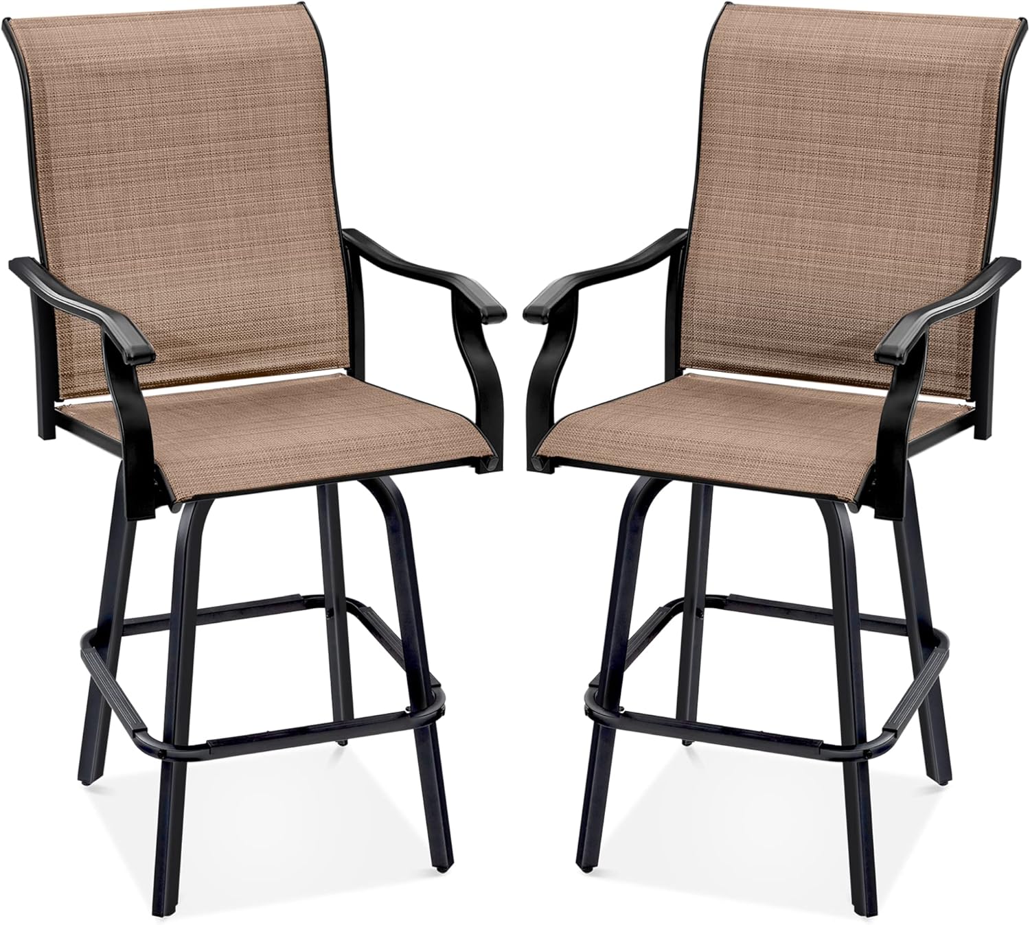 Best Choice Products Set of 2 Swivel Barstools, Bar Height Outdoor Chairs, 360 Rotating Patio Bar Stools w/All-Weather Mesh, 300lb Capacity – Tan Best Choice Products Set of 2 Swivel Barstools, Bar Height Outdoor Chairs, 360 Rotating Patio Bar Stools w/All-Weather Mesh, 300lb Capacity – Tan