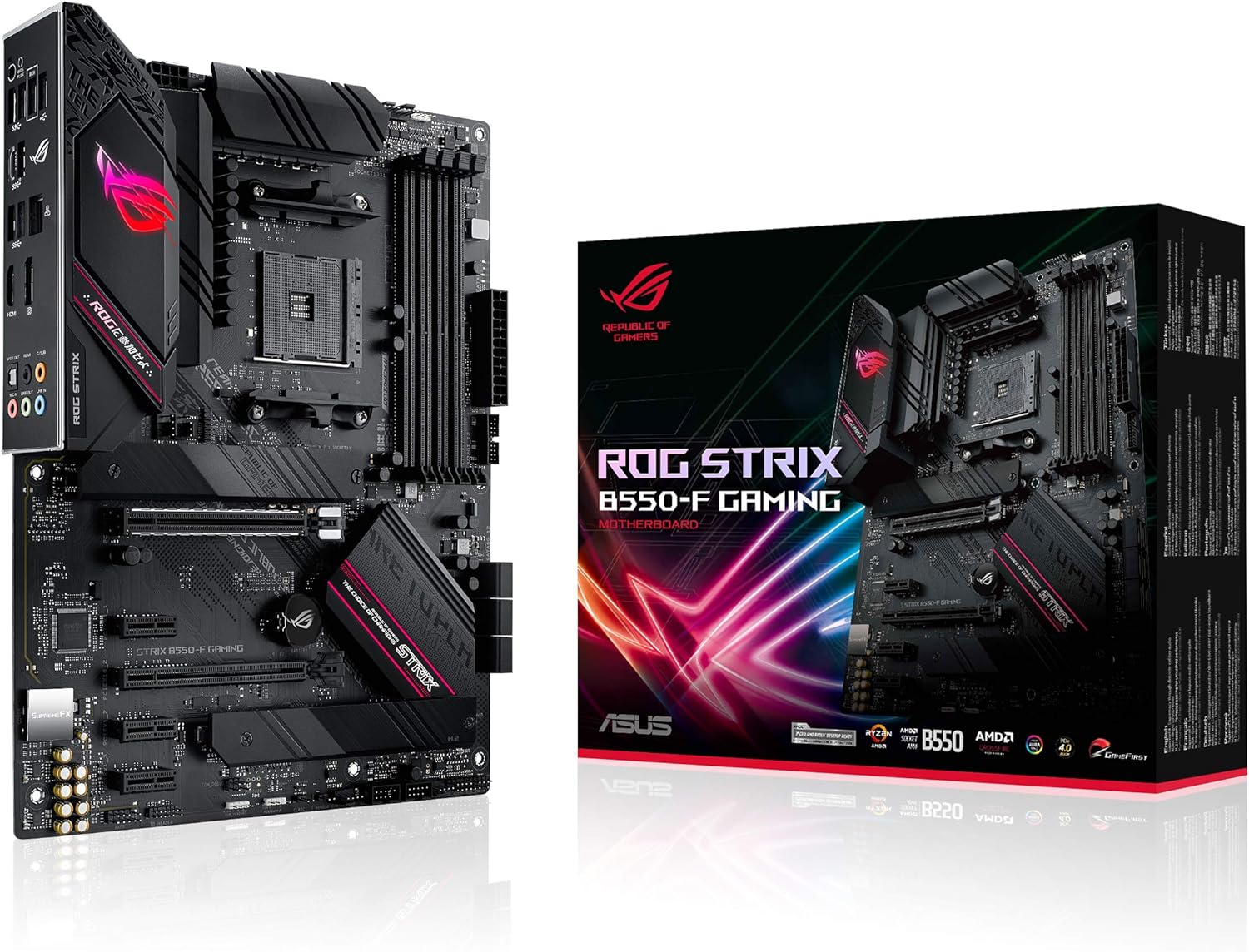 ASUS ROG Strix B550-F Gaming AMD AM4 Zen 3 Ryzen 5000 & 3rd Gen Ryzen ATX Motherboard (PCIe 4.0, 2.5Gb LAN, BIOS Flashback, HDMI 2.1, Addressable Gen 2 RGB Header and Aura Sync) ASUS ROG Strix B550-F Gaming AMD AM4 Zen 3 Ryzen 5000 & 3rd Gen Ryzen ATX Motherboard (PCIe 4.0, 2.5Gb LAN, BIOS Flashback, HDMI 2.1, Addressable Gen 2 RGB Header and Aura Sync)