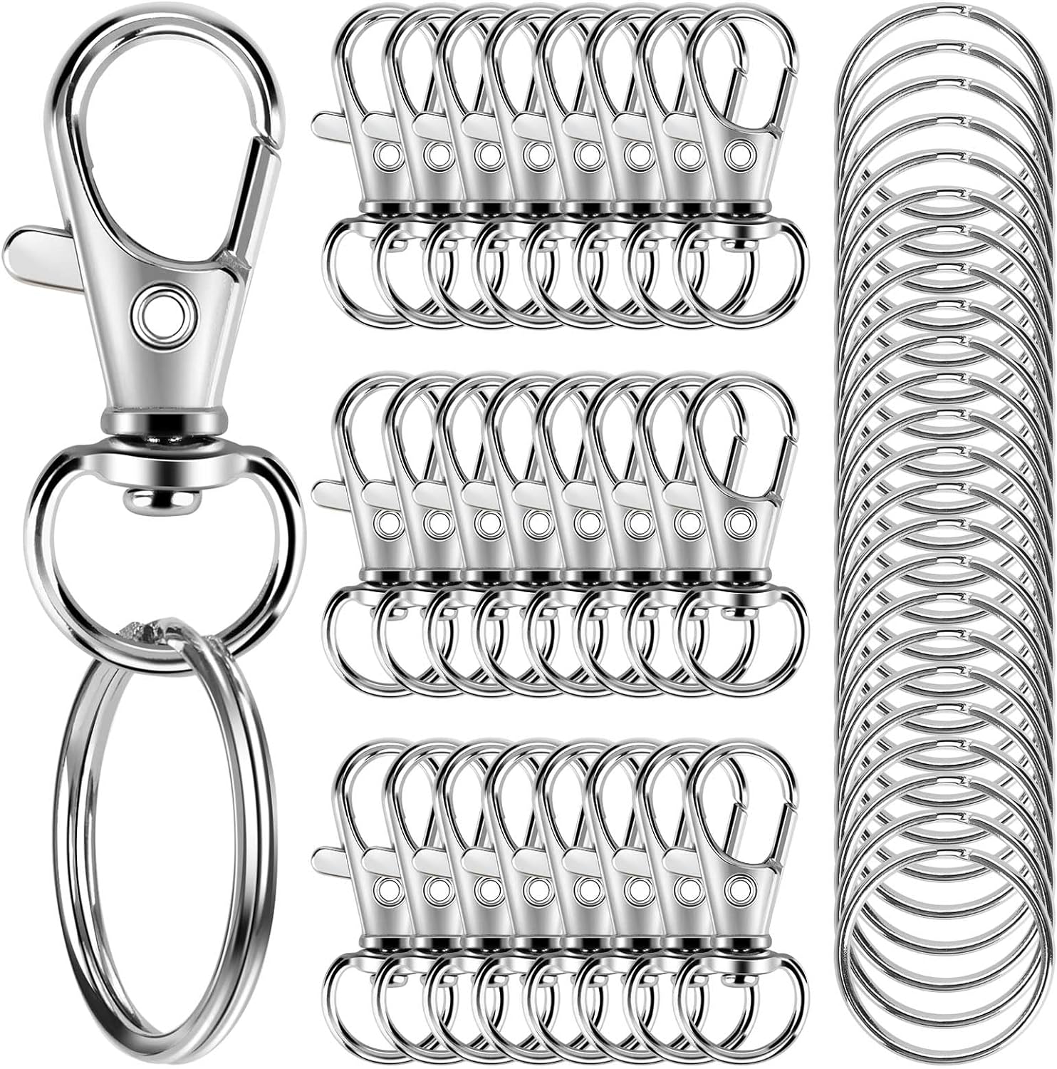 50PCS Metal Lobster Claw Clasp with Key Rings, 25PCS Keychains Clips Hooks and 25PCS Key Chain Rings, Keychain Accessories, Keychain Rings Making kit for Crafts 50PCS Metal Lobster Claw Clasp with Key Rings, 25PCS Keychains Clips Hooks and 25PCS Key Chain Rings, Keychain Accessories, Keychain Rings Making kit for Crafts