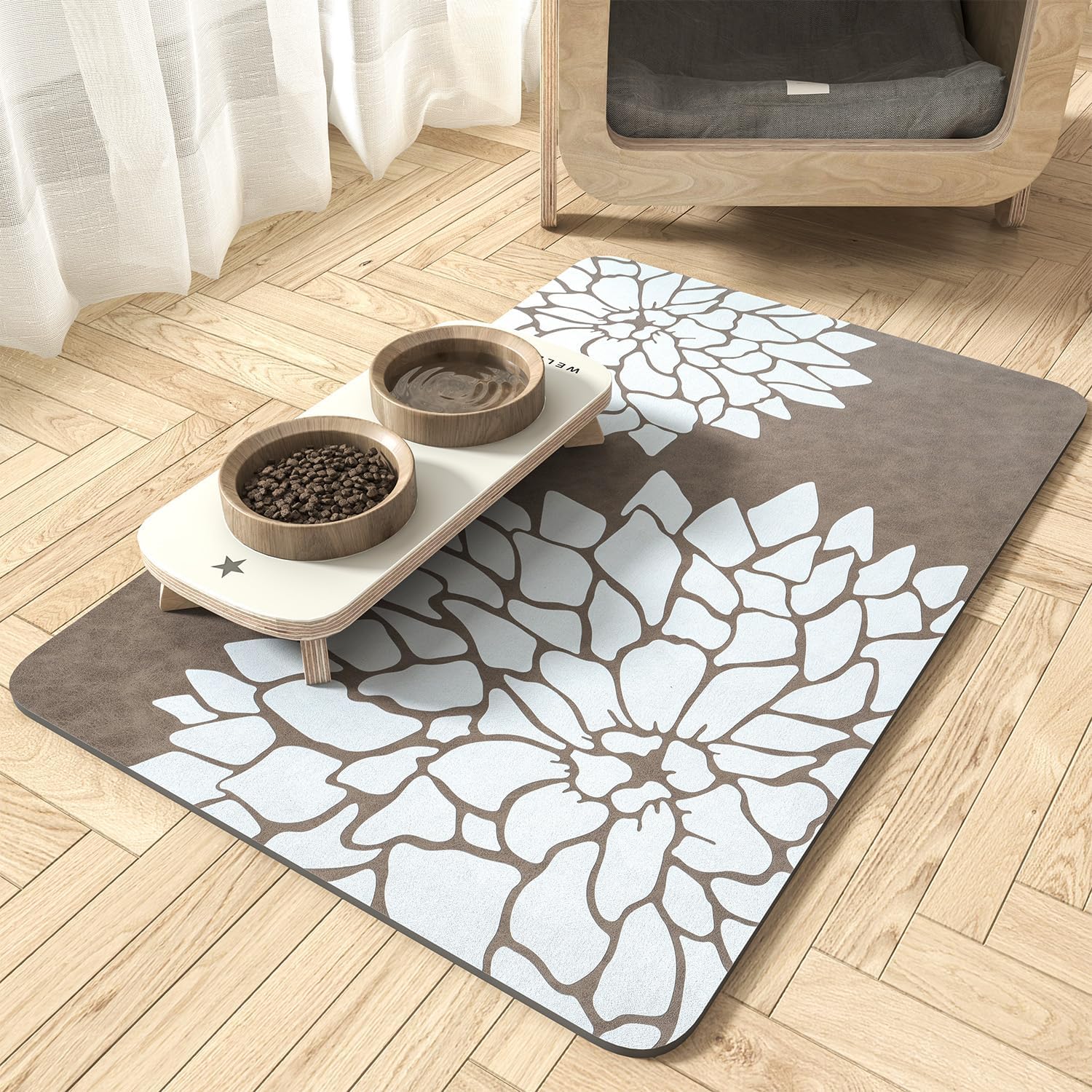 MontVoo-Pet Feeding Mat-Absorbent Floral Cat&Dog Food Mat-Dog Mat for Food and Water Bowl-No Watermark Quick Dry Dog Water Dispenser Mat Pet Placemat-Pet Supplies & Accessories 1219 Brown MontVoo-Pet Feeding Mat-Absorbent Floral Cat&Dog Food Mat-Dog Mat for Food and Water Bowl-No Watermark Quick Dry Dog Water Dispenser Mat Pet Placemat-Pet Supplies & Accessories 1219 Brown