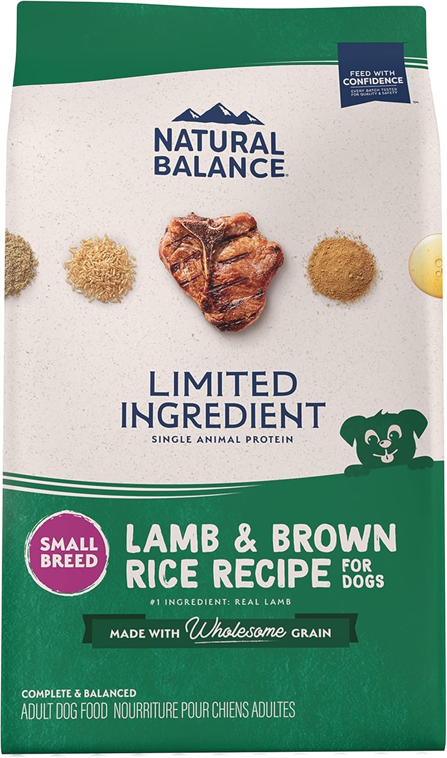 Natural Balance Limited Ingredient Small-Breed Adult Dry Dog Food with Healthy Grains, Lamb & Brown Rice Recipe, 4 Pound (Pack of 1) Natural Balance Limited Ingredient Small-Breed Adult Dry Dog Food with Healthy Grains, Lamb & Brown Rice Recipe, 4 Pound (Pack of 1)